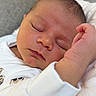 Léandre participe au concours pour gagner de l'argent avec cette photo : baby, newborn, sleeping, infant, white_clothing, animal_print, close_up, face, hand, soft_skin, peaceful, resting, portrait, cute, child, indoors, fabric, blanket, cozy, relaxation