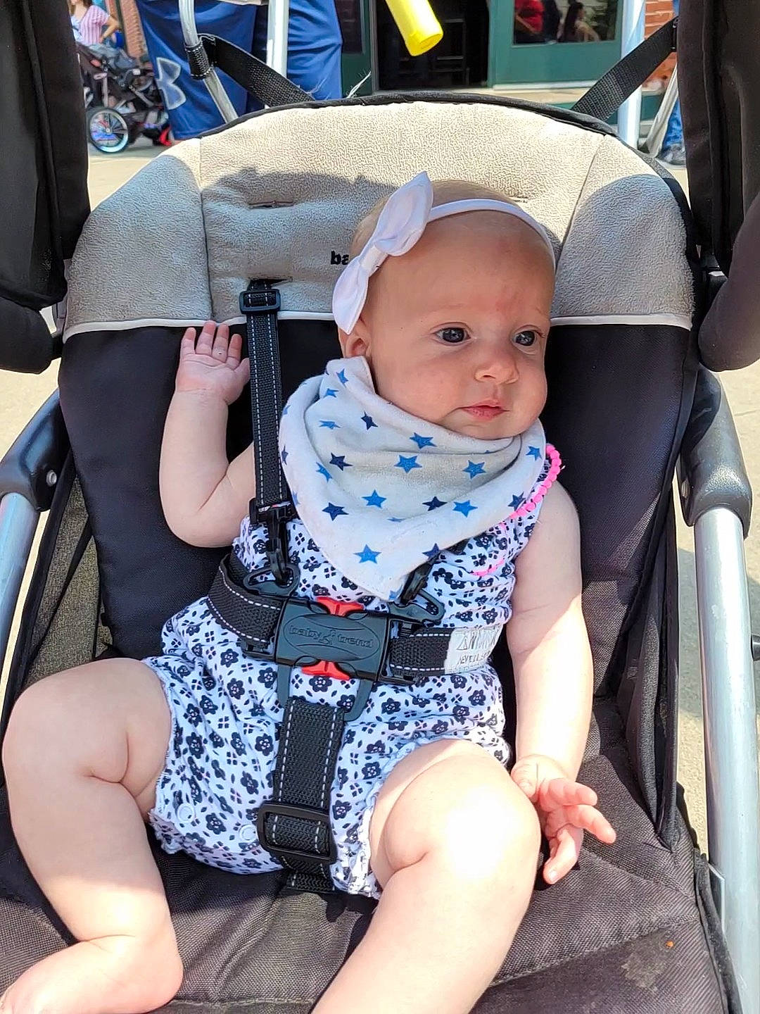 Aubrie is registered to the contest to win money with this photo: auto_part, baby, baby_carriage, baby_products, baby_toddler_clothing, car_seat, chair, child, comfort, electric_blue, fun, human_leg, lap, leg, leisure, person, seat_belt, sitting, skin, thigh