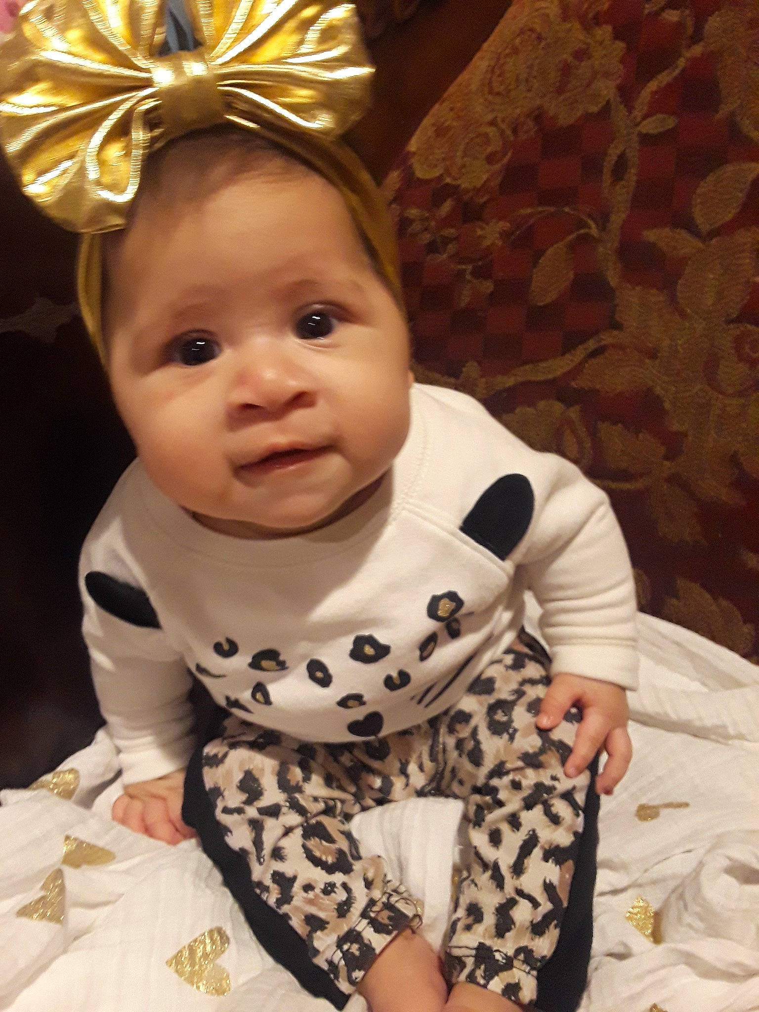 Samara joined the competition — help win amazing prizes! baby, baby_toddler_clothing, cheek, child, ear, fashion_accessory, hair_accessory, head, headgear, pattern, person, skin, sleeve, smile, toddler