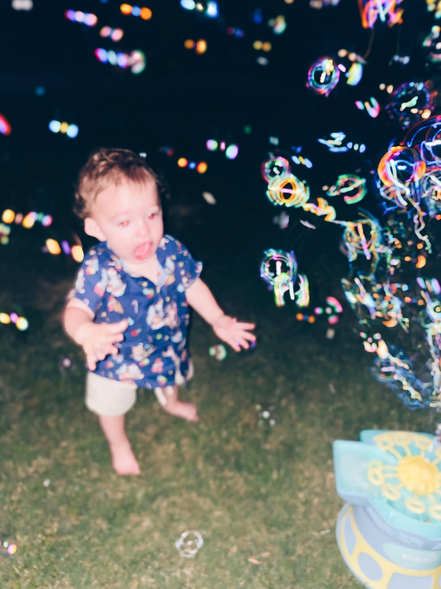 Gray joined the competition — help win amazing prizes! baby, baby_toddler_clothing, child, design, electric_blue, event, facial_expression, fun, grass, happy, holiday, pattern, people_in_nature, person, play, space, standing, tints_and_shades, toddler, tree