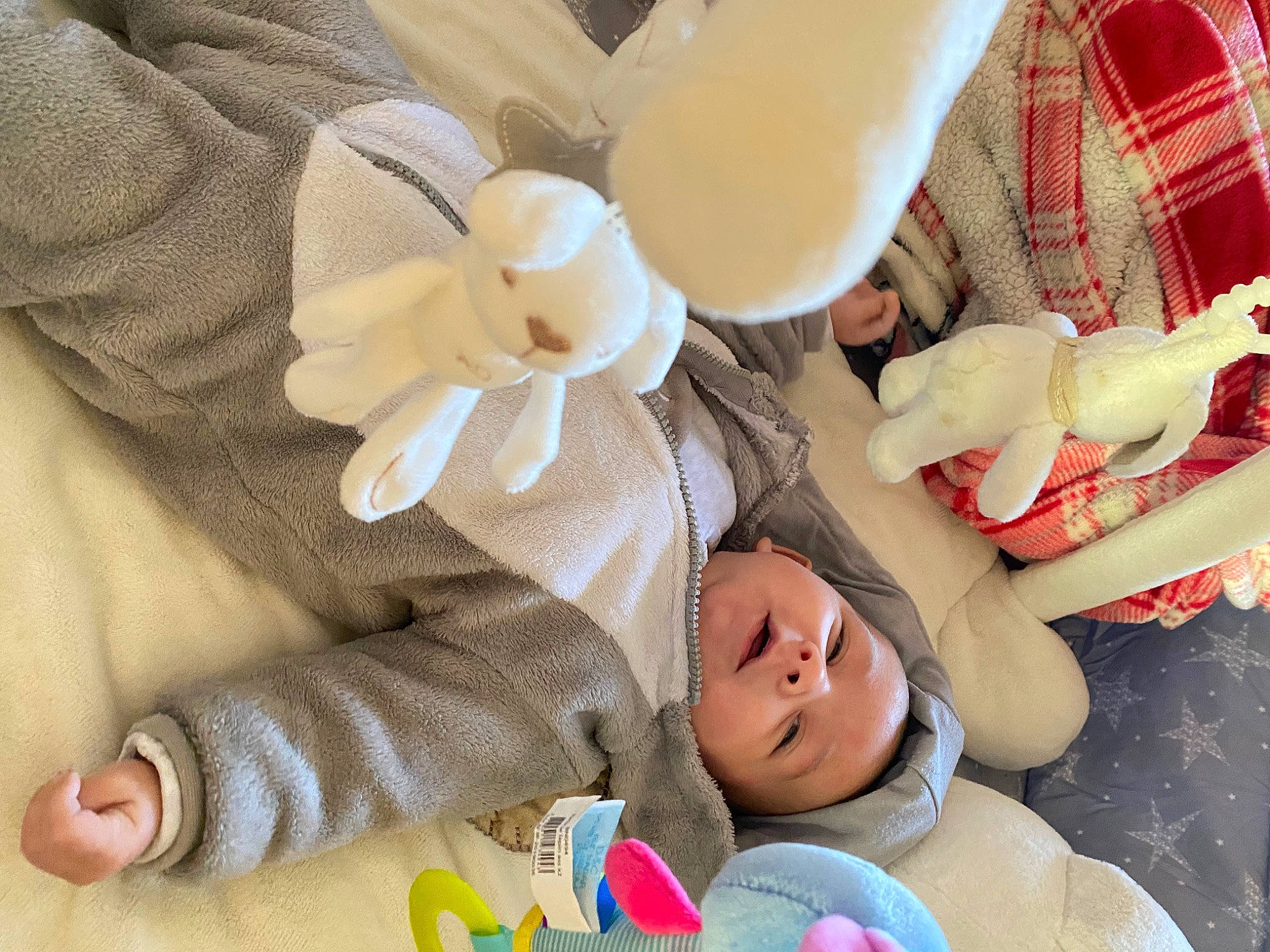 Neven participe au concours pour gagner de l'argent avec cette photo : baby, baby_products, baby_sleeping, baby_toddler_clothing, child, comfort, finger, hand, hat, headwear, human_body, human_leg, linens, nail, person, room, sitting, skin, textile, thigh