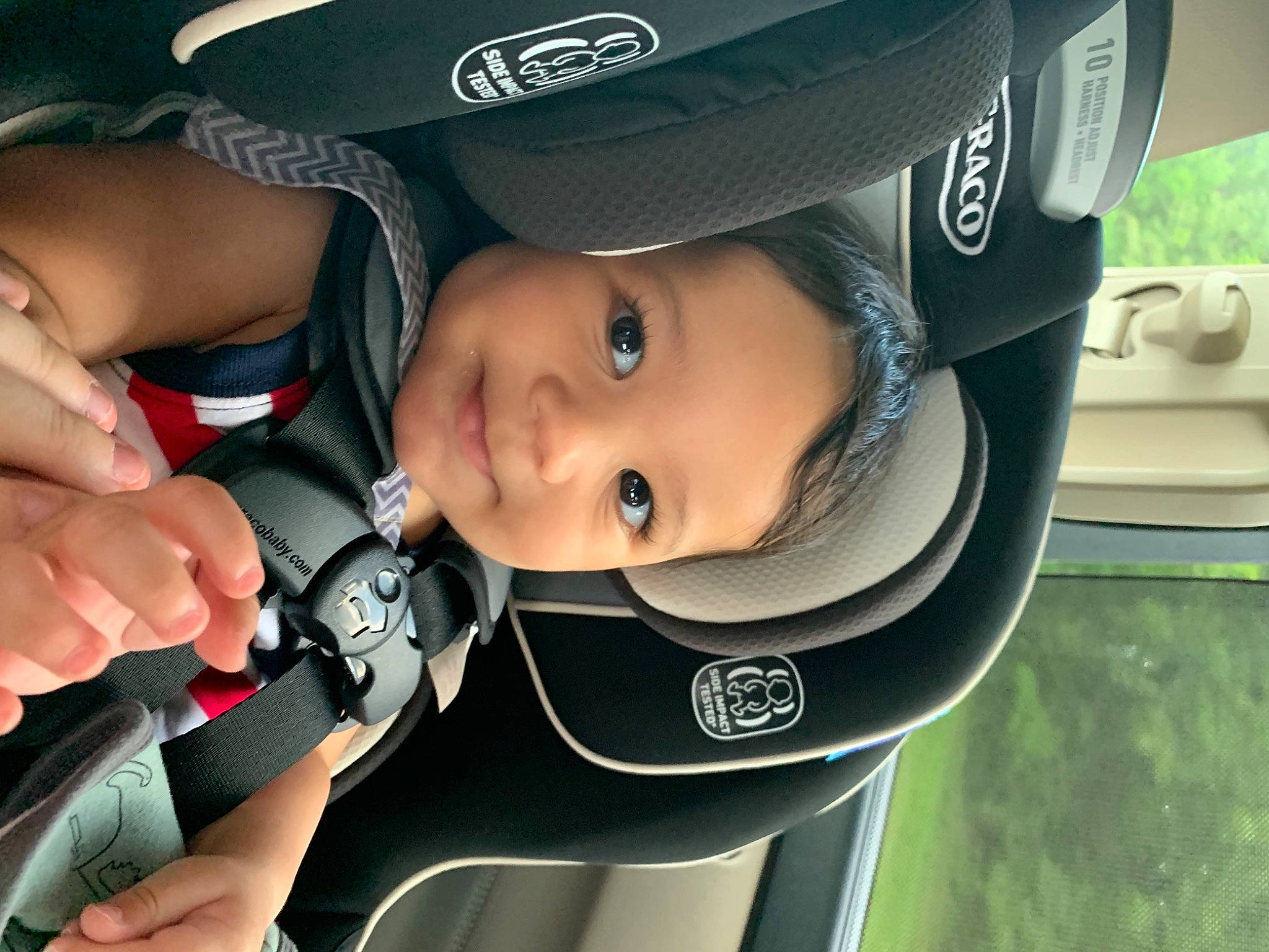 Patrick joined the competition — help win amazing prizes! baby, baby_carriage, baby_products, car, car_seat, child, family_car, headgear, helmet, joy, motorcycle_helmet, person, personal_protective_equipment, plant, product, seat_belt, sports_gear, toddler, vehicle, vehicle_door