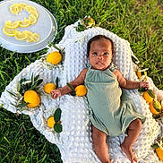 Zyaa joined the competition — help win amazing prizes! baby, infant, green_grass, lemon, fruit, blanket, outdoor, nature, plate, lemon_slices, celebration, milestone, portrait, cute, child, grass, summer, fresh, relaxing, colorful
