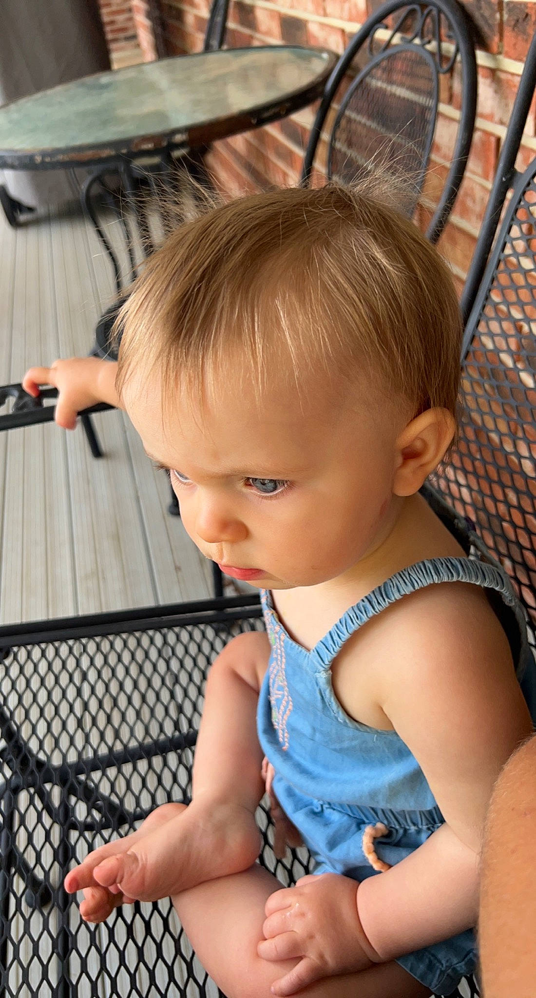 Temperance is registered to the contest to win money with this photo: baby, baby_toddler_clothing, cheek, child, eyelash, face, facial_expression, finger, fun, hairstyle, hand, human, iris, leisure, mouth, nose, organ, person, skin, standing