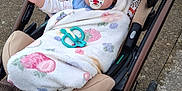 Jacqueline is registered to the contest to win money with this photo: baby, blanket, stroller, pacifier, outdoor, pavement, car, infant, child, person, toy, clothing, seat, reaching, cute, face, head, comfort, warm, expression