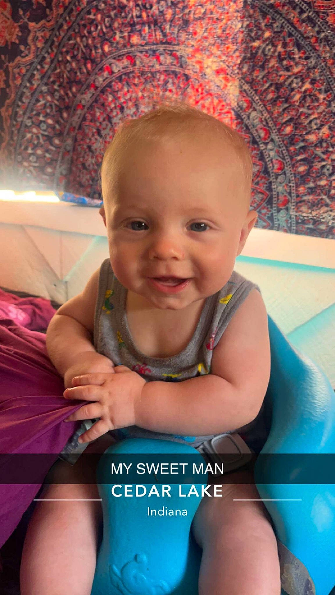 River is registered to the contest to win money with this photo: baby, baby_toddler_clothing, beauty, cheek, chest, fun, hand, happy, iris, leg, leisure, lip, magenta, mouth, organ, person, pink, skin, smile, thigh