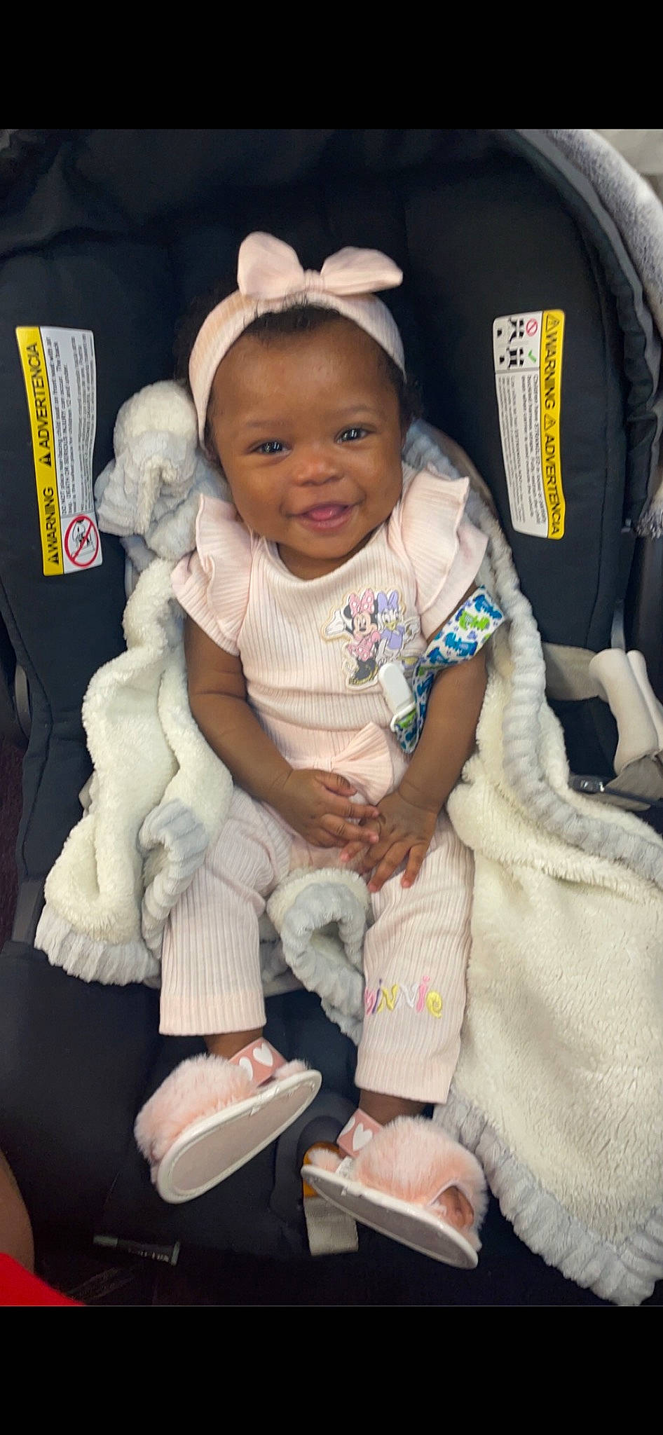 Leah joined the competition — help win amazing prizes! baby, baby_carriage, baby_products, baby_toddler_clothing, car_seat, cheek, child, comfort, fashion_accessory, happy, joy, lap, person, sitting, skin, sleeve, smile, sock, stuffed_toy, thumb