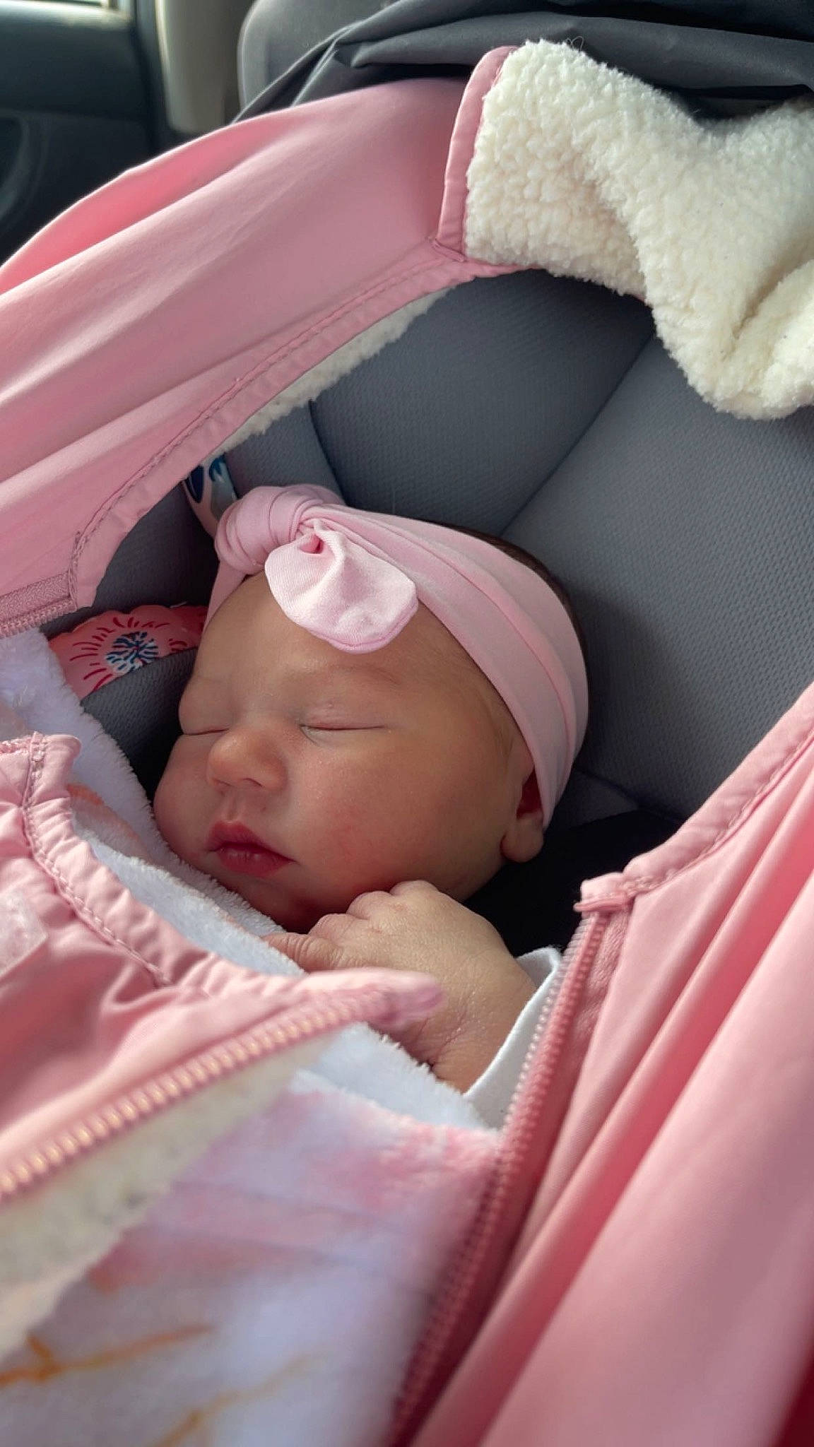 Brynleigh joined the competition — help win amazing prizes! baby, baby_in_car_seat, baby_products, baby_safety, baby_sleeping, baby_toddler_clothing, bedtime, cheek, child, comfort, eye, head, headgear, headwear, infant_bed, linens, mouth, person, pink, skin
