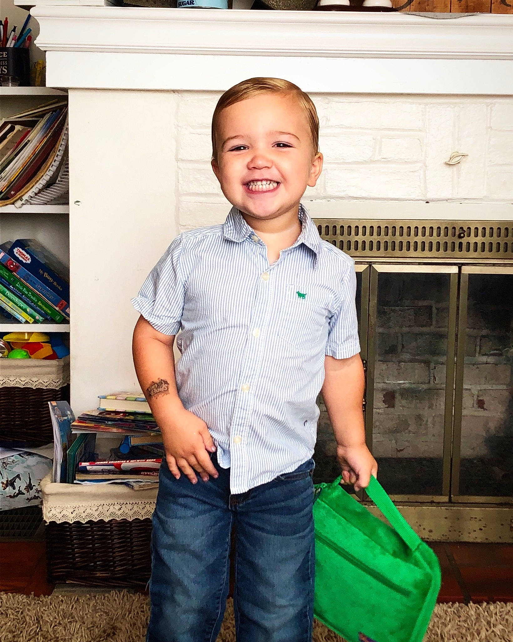 Clark joined the competition — help win amazing prizes! child, child_model, denim, family, green, happy, holiday, jeans, joy, male, people, person, photography, pocket, shirt, sleeve, smile, standing, t_shirt, textile
