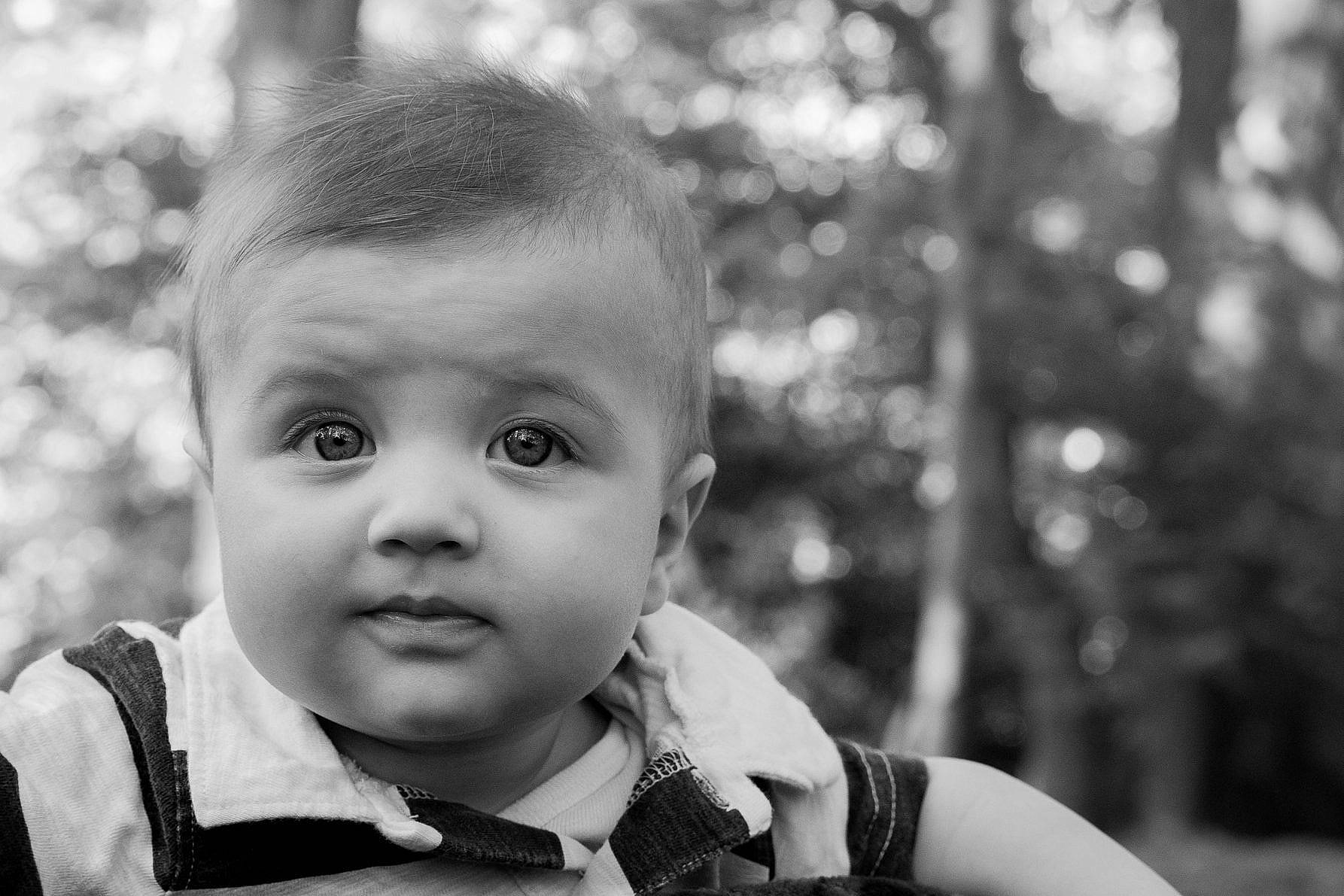 Preston joined the competition — help win amazing prizes! baby, black, black_and_white, cheek, child, close_up, eye, face, head, male, monochrome, monochrome_photography, people, person, photograph, photography, skin, snapshot, toddler, tree
