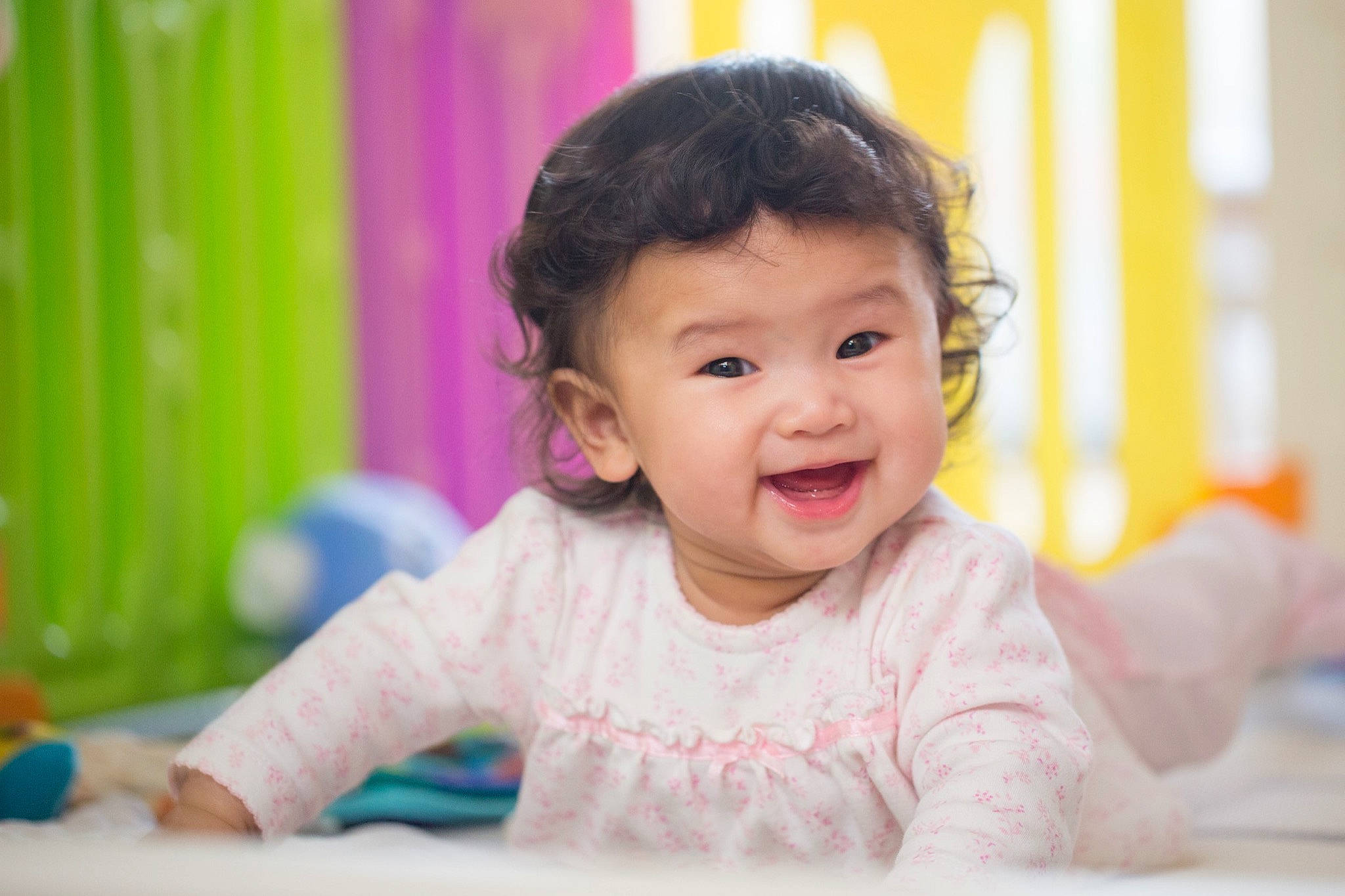 Avalyn joined the competition — help win amazing prizes! baby, baby_playing_with_toys, baby_toddler_clothing, cheek, child, chin, curtain, facial_expression, fun, happy, laugh, leisure, nose, person, room, sitting, skin, sleeve, smile, t_shirt