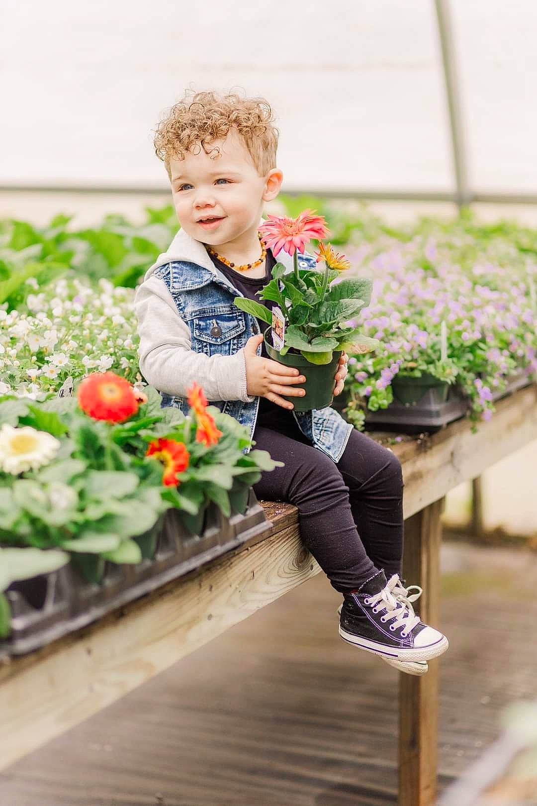 Sutton joined the competition — help win amazing prizes! annual_plant, botany, bouquet, child, flower, flower_arranging, grass, happy, human_leg, joy, knee, leaf, leisure, person, petal, plant, sportswear, standing, street_fashion, thigh