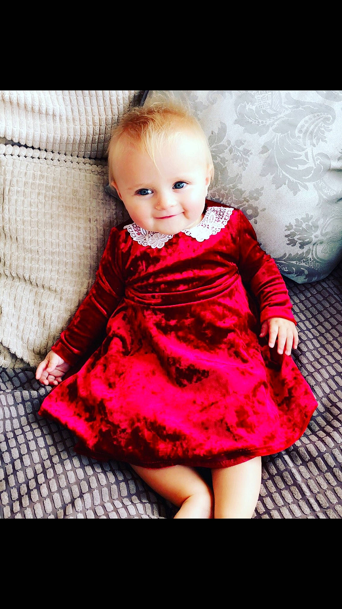 Lilly-may joined the competition — help win amazing prizes! baby, baby_toddler_clothing, cheek, child, child_model, clothing, design, dress, head, joy, magenta, outerwear, pattern, person, pink, product, red, sitting, sleeve, textile