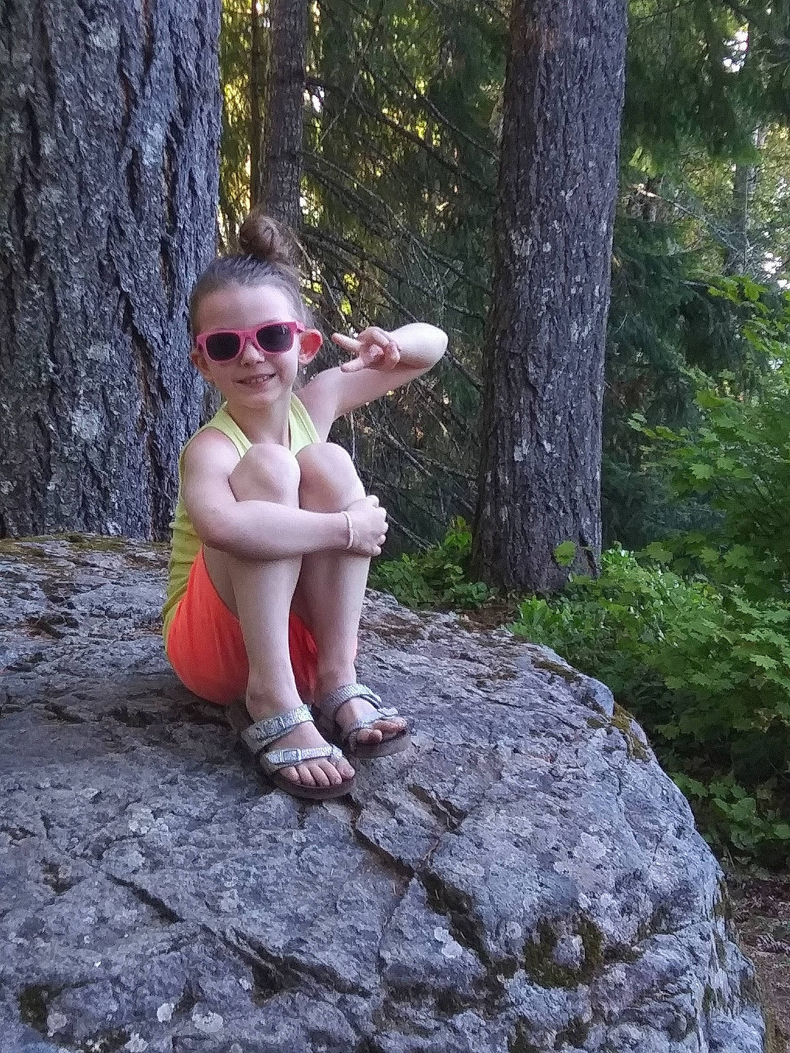 Emily joined the competition — help win amazing prizes! botany, branch, eyewear, fawn, forest, goggles, grass, human_body, joy, leaf, leisure, natural_environment, people_in_nature, person, plant, recreation, sunglasses, tree, trunk, vision_care