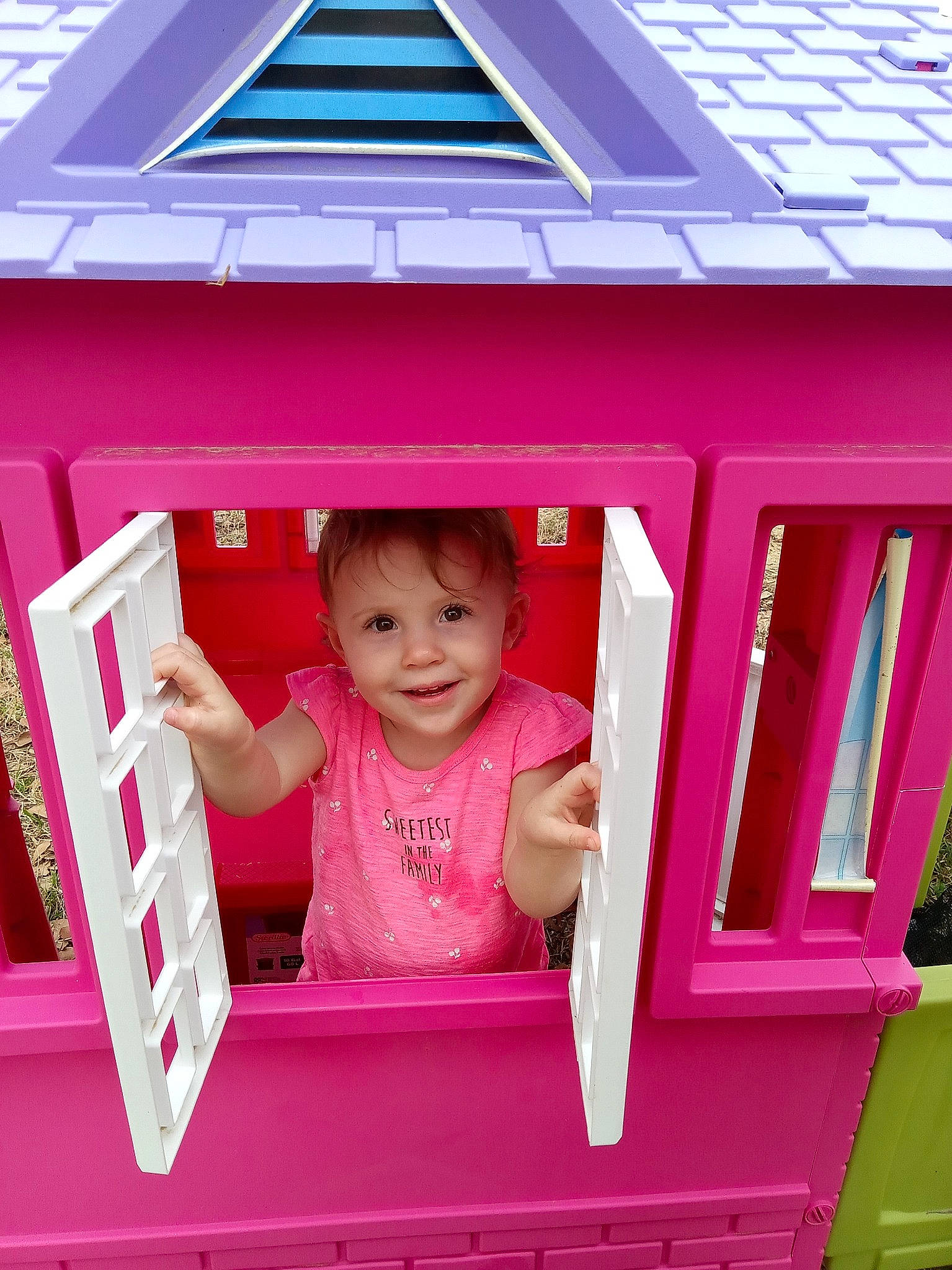 Cheyenne joined the competition — help win amazing prizes! automotive_exterior, baby_toddler_clothing, beauty, child, fun, happy, joy, leisure, magenta, material_property, motor_vehicle, person, pink, product, recreation, red, smile, t_shirt, technology, toddler