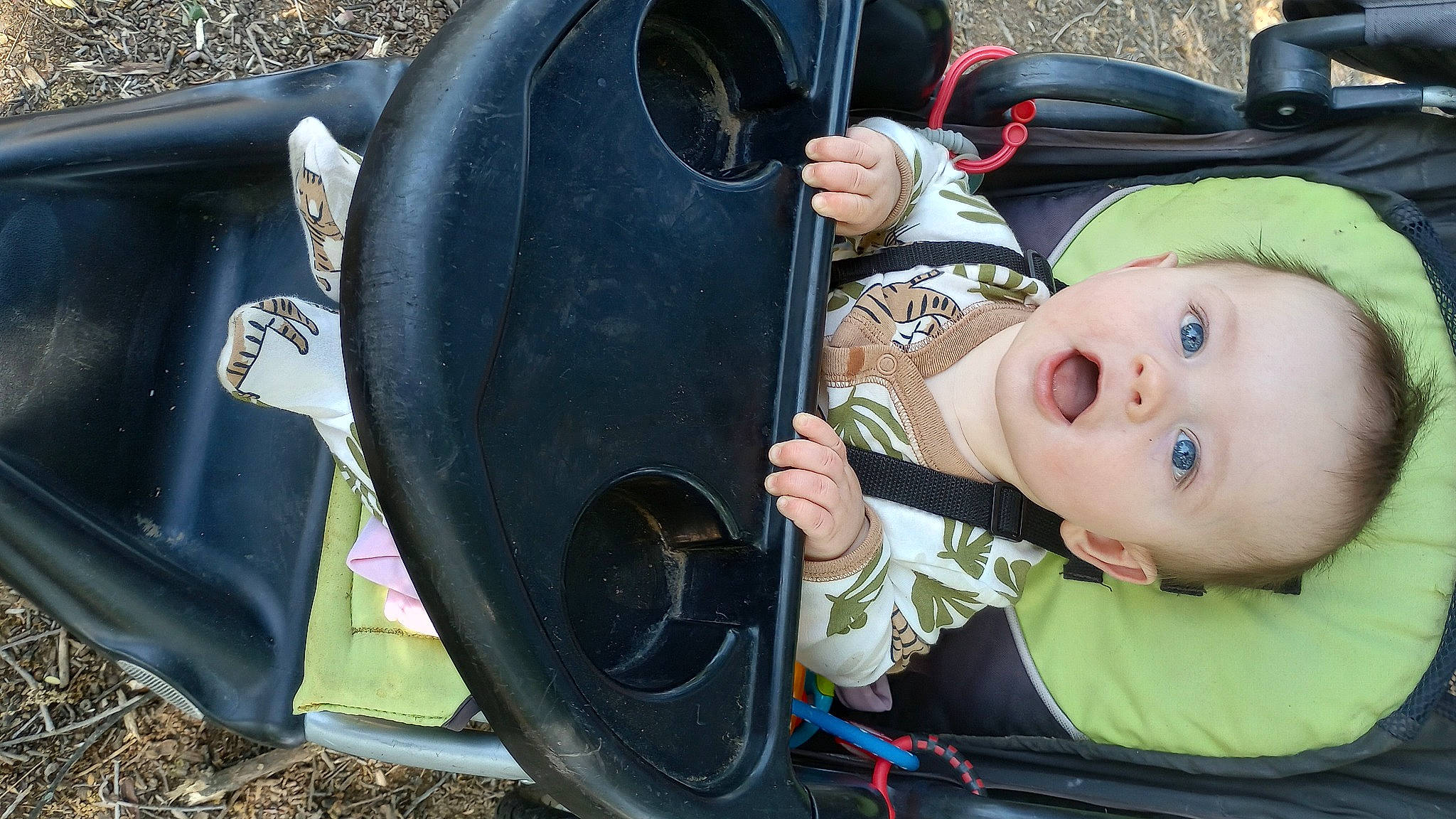 Jayden joined the competition — help win amazing prizes! auto_part, automotive_tire, automotive_wheel_system, baby, baby_carriage, baby_products, baby_toddler_clothing, bumper, fender, fun, grass, motor_vehicle, person, plant, rim, sitting, surprise, synthetic_rubber, tire_care, toddler