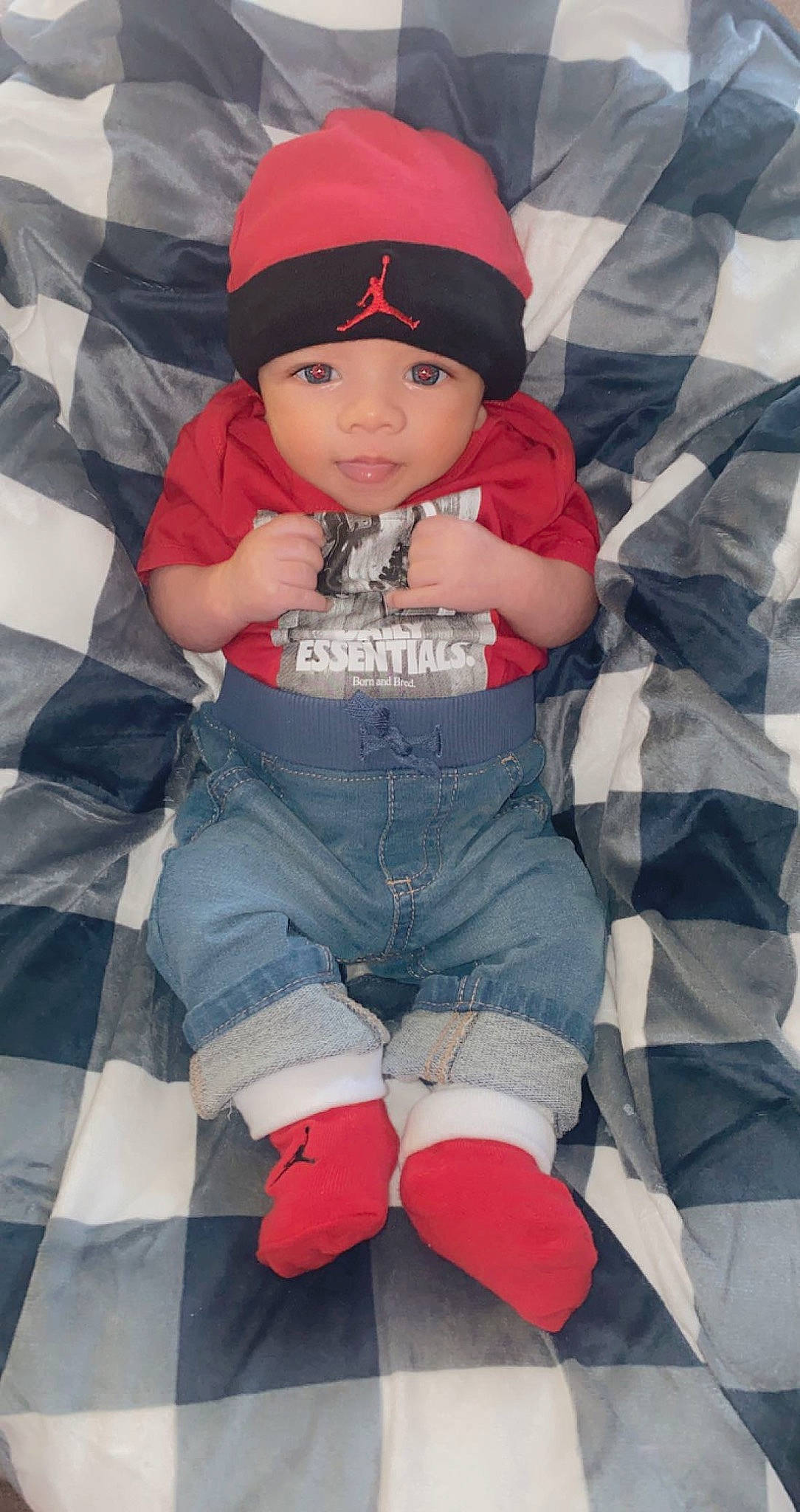 Kamari joined the competition — help win amazing prizes! baby, baby_toddler_clothing, baseball_cap, cap, carmine, child, comfort, cool, fun, headwear, human_leg, knee, lap, pattern, person, pink, red, sitting, sleeve, sock