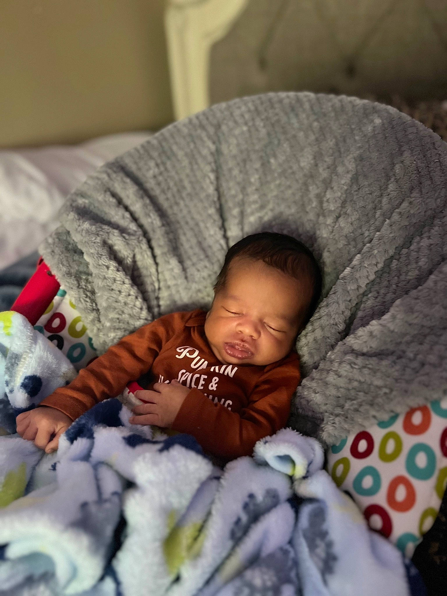 Kholi is registered to the contest to win money with this photo: baby, baby_products, baby_sleeping, baby_toddler_clothing, bed, bedding, bedtime, child, comfort, couch, eye, grass, head, linens, mammal, person, room, sitting, textile, toddler
