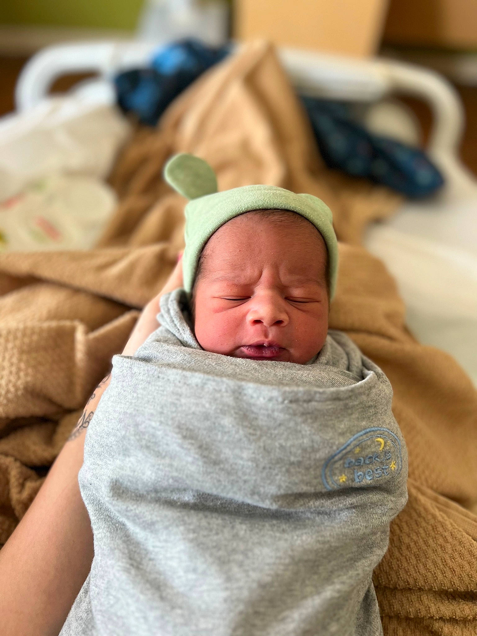 Kholi is registered to the contest to win money with this photo: baby, baby_products, baby_sleeping, baby_toddler_clothing, bedtime, cheek, child, childbirth, comfort, event, hat, headgear, linens, nap, person, room, skin, sleep, sleeve, toddler