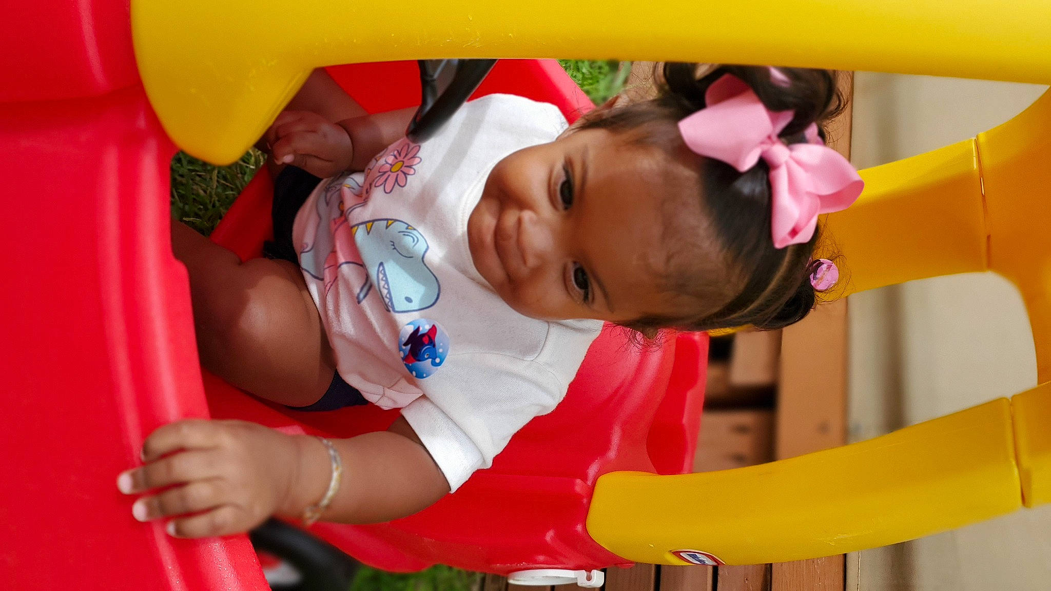 Kaiyah is registered to the contest to win money with this photo: baby, baby_products, baby_toddler_clothing, baby_toys, child, event, fun, happy, joy, leisure, organ, outdoor_play_equipment, person, play, playground, product, recreation, red, t_shirt, toddler