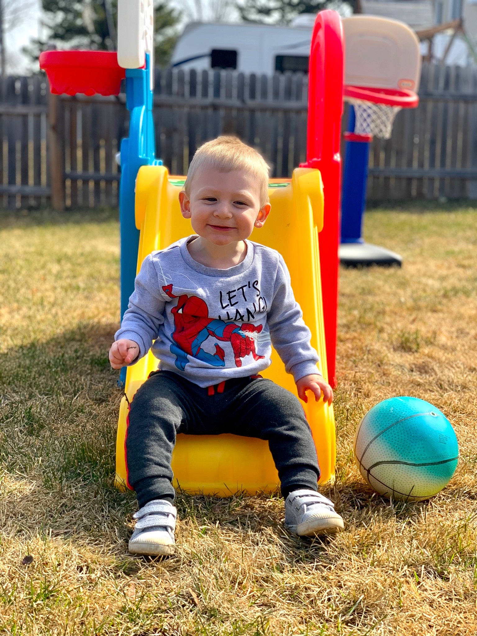 Westley joined the competition — help win amazing prizes! baby, baby_toddler_clothing, ball, child, city, electric_blue, football, fun, grass, happy, joy, leisure, outdoor_play_equipment, people_in_nature, person, playground, recreation, smile, soccer, sports_equipment