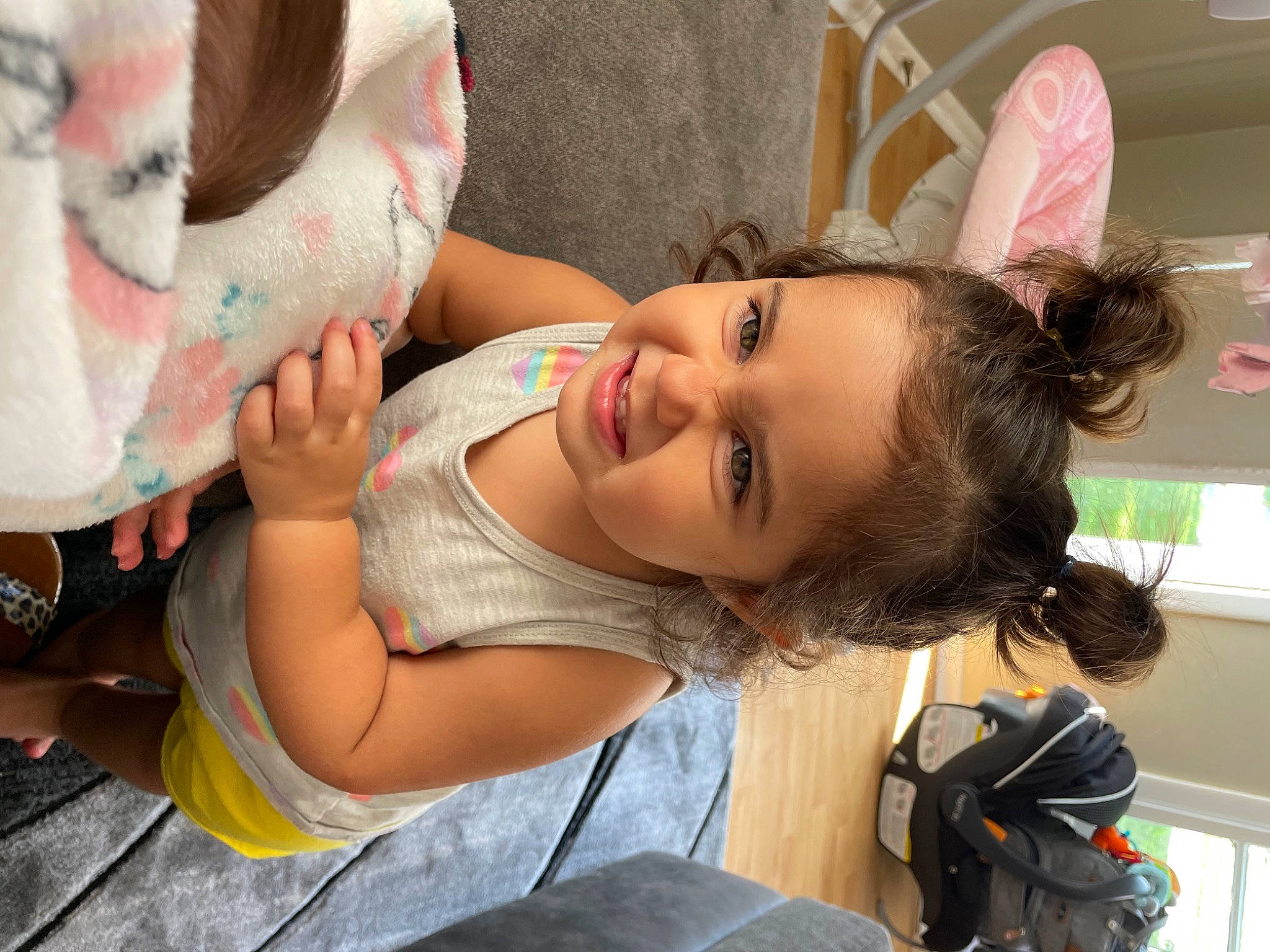 Azariah is registered to the contest to win money with this photo: abdomen, black_hair, child, dress, ear, eye, eyelash, facial_expression, fun, hairstyle, happy, human_leg, joint, joy, long_hair, mouth, person, shoulder, skin, smile