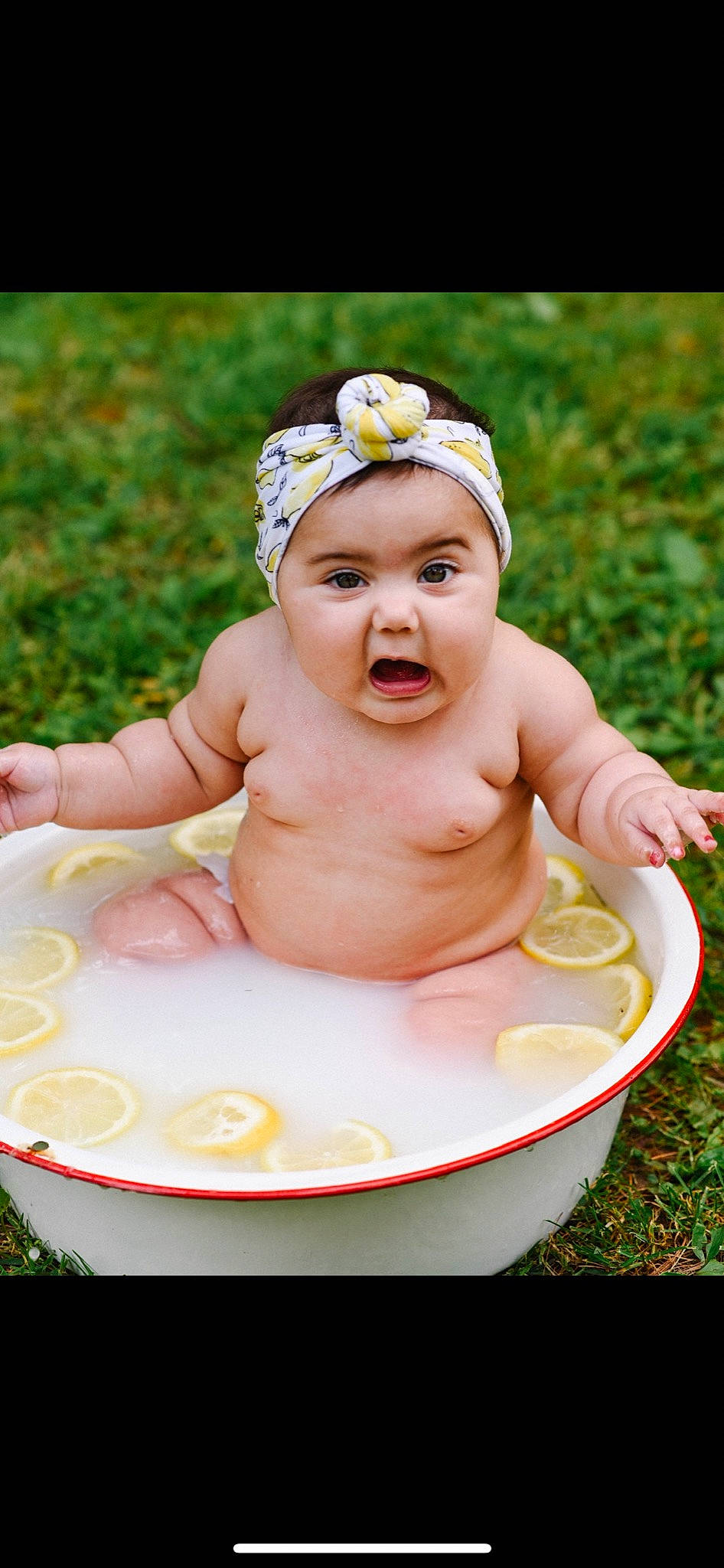 Azariah joined the competition — help win amazing prizes! baby, baby_products, baby_toddler_clothing, bathing, child, dishware, fashion_accessory, fun, grass, happy, headband, headpiece, headwear, jewellery, leisure, people_in_nature, person, plant, recreation, smile