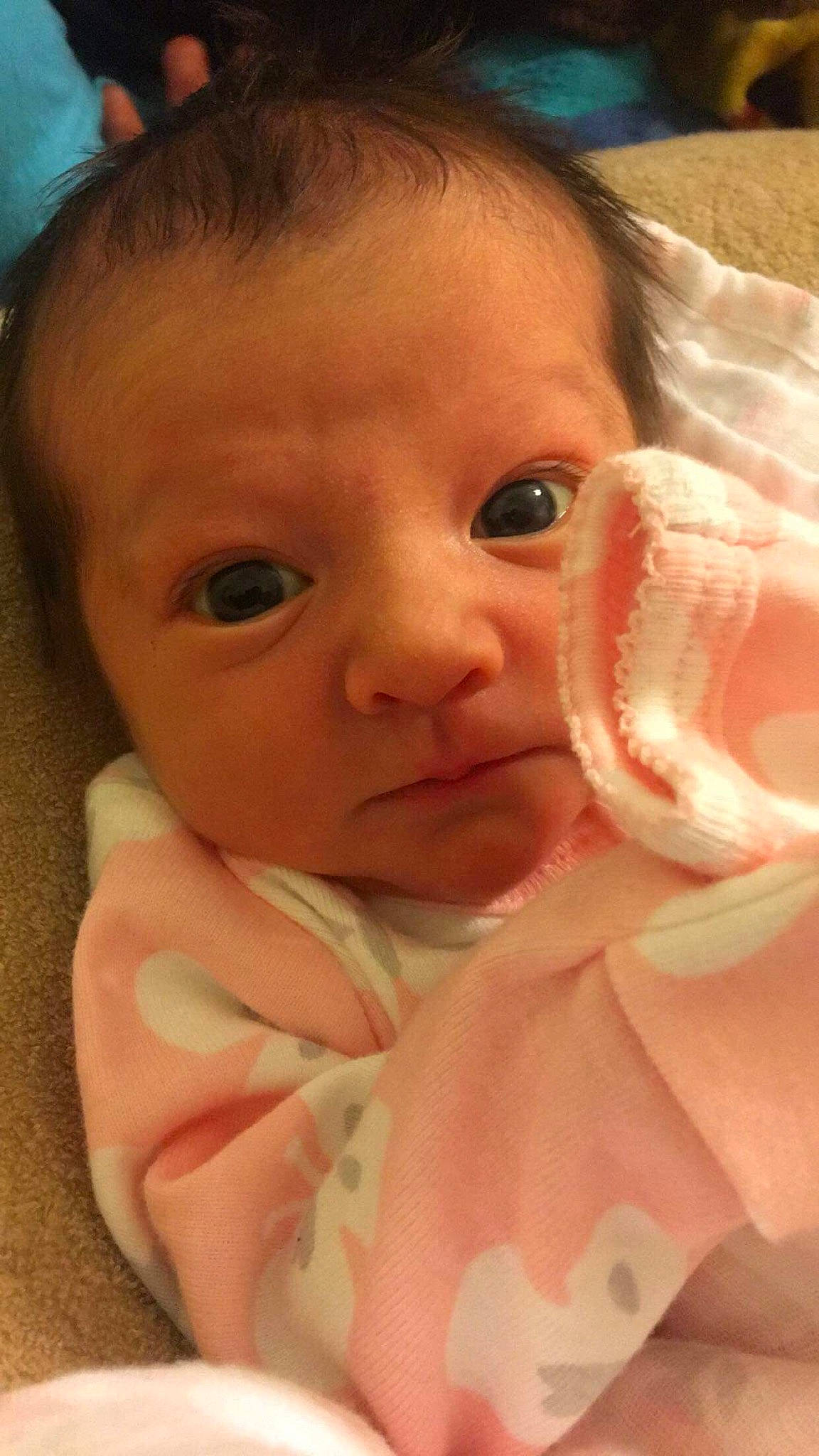 Nea is registered to the contest to win money with this photo: baby, cheek, child, chin, close_up, ear, eye, eyebrow, face, facial_expression, forehead, head, iris, lip, mouth, nose, person, pink, skin, smile