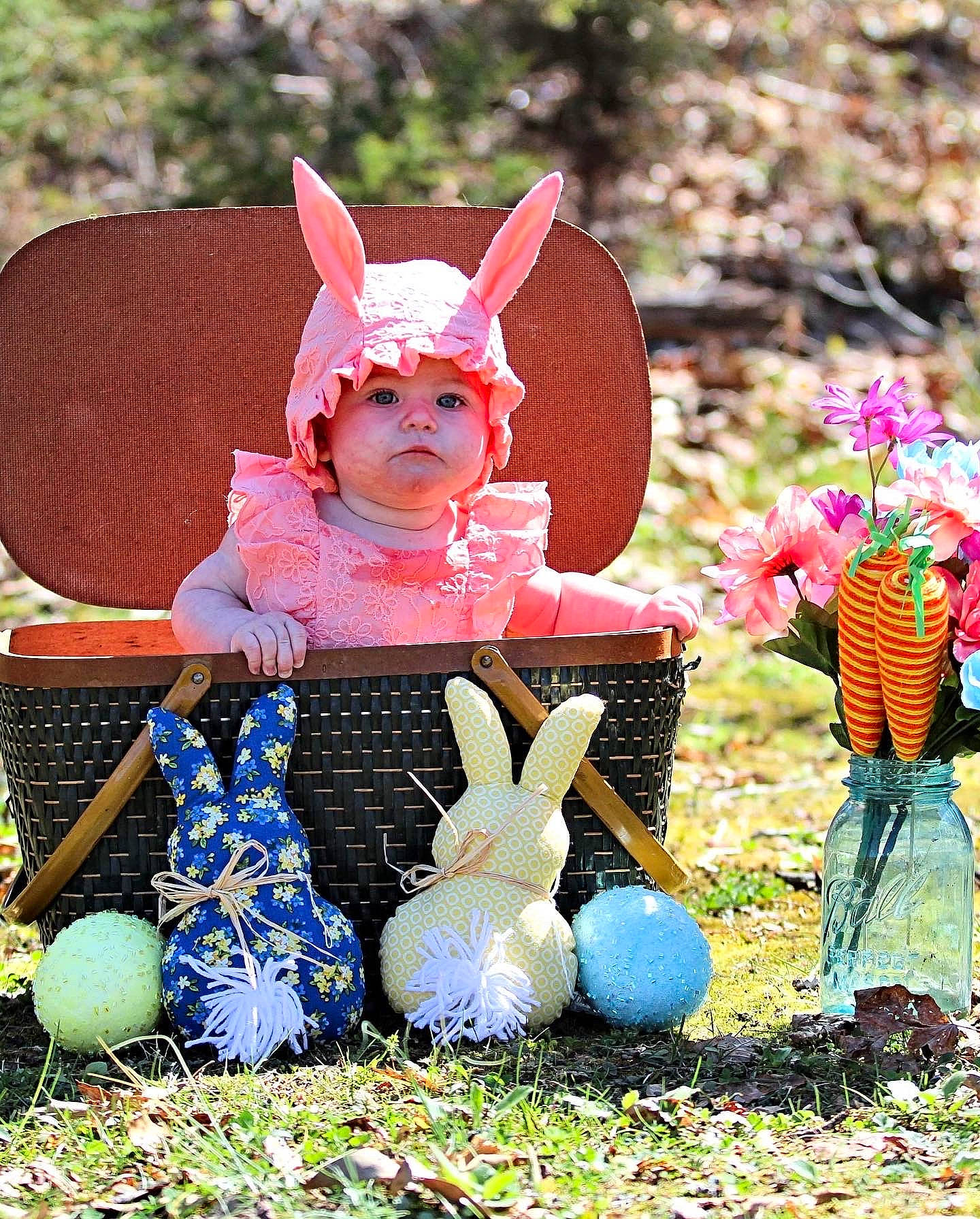 Averie joined the competition — help win amazing prizes! easter, easter_bunny, event, fawn, fun, grass, happy, hat, headwear, leisure, magenta, mammal, person, pink, plant, rabbit, rabbits_and_hares, spring, stuffed_toy, textile