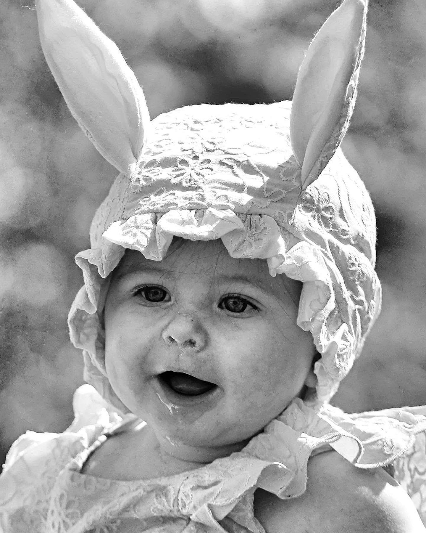 Averie is registered to the contest to win money with this photo: angel, black, black_and_white, costume_hat, eye, face, fun, happy, hat, head, headgear, headwear, human_body, monochrome, organ, people, person, photograph, smile, style