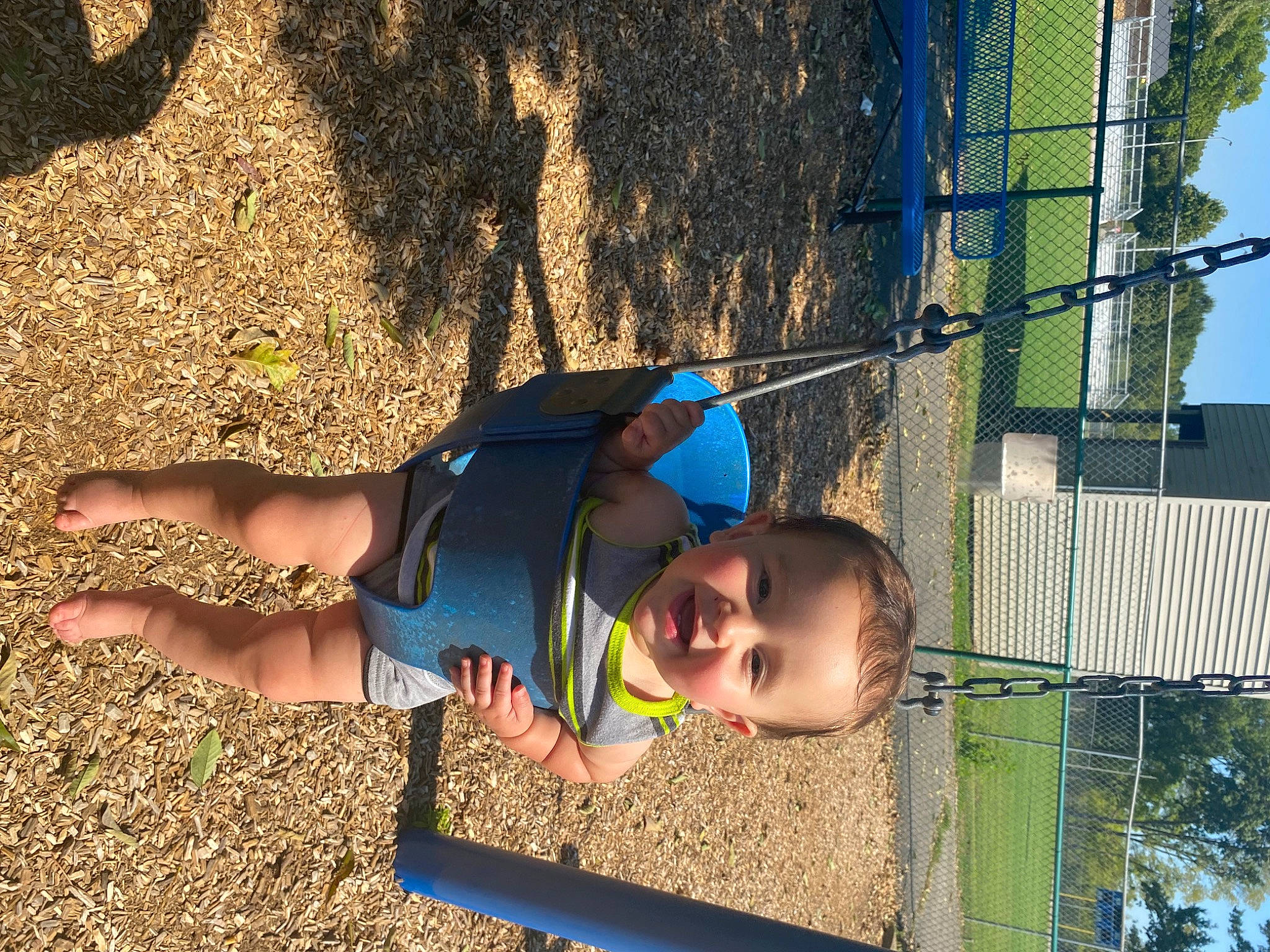 Jaxton joined the competition — help win amazing prizes! child, city, elbow, electric_blue, fun, grass, human_leg, landscape, leisure, outdoor_play_equipment, people_in_nature, person, plant, playground, recreation, shadow, sky, soil, toddler, tree