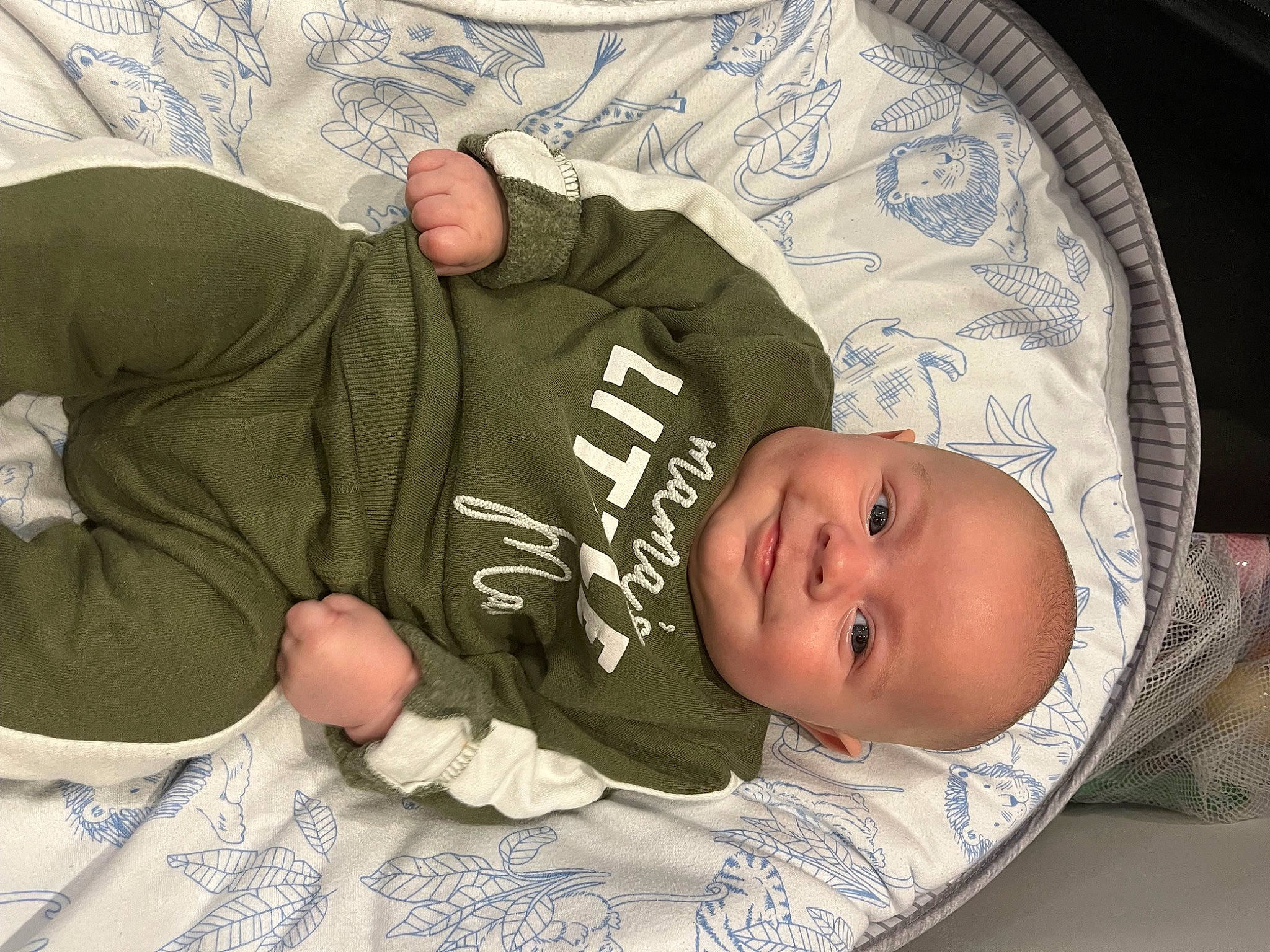 Jaxon joined the competition — help win amazing prizes! baby, baby_products, baby_toddler_clothing, bedtime, cheek, child, comfort, face, finger, hand, linens, nap, pattern, person, room, sitting, skin, sleep, sleeve, smile