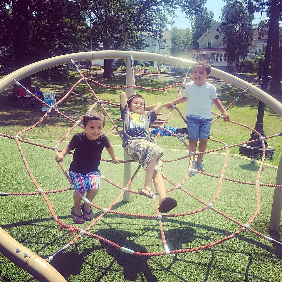 Peter Jr is registered to the contest to win money with this photo: child, fun, grass, joy, leisure, net, person, plant, play, playground, public_space, recreation, summer, tree