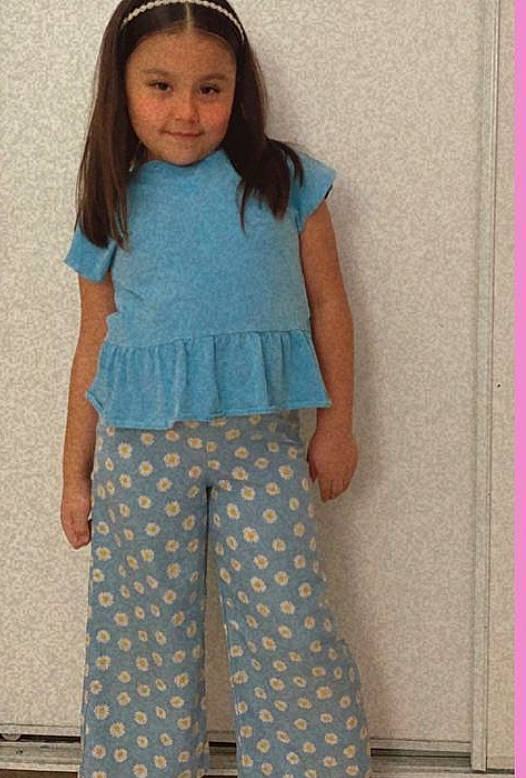 Victoria joined the competition — help win amazing prizes! arm, baby_toddler_clothing, child, denim, electric_blue, joy, knee, magenta, neck, pattern, peach, person, polka_dot, shorts, shoulder, sleeve, sportswear, standing, t_shirt, textile