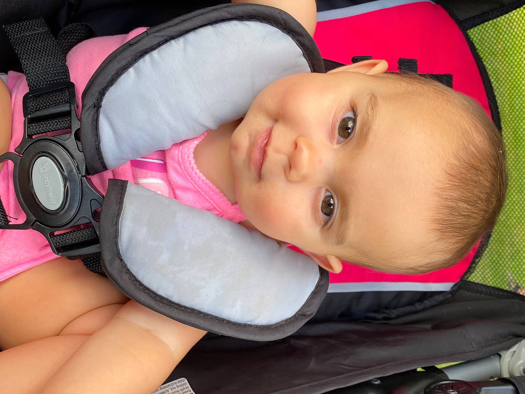 Madalynn joined the competition — help win amazing prizes! baby, baby_carriage, baby_products, baby_safety, baby_toddler_clothing, cheek, child, comfort, eye, person, pink, product, toddler