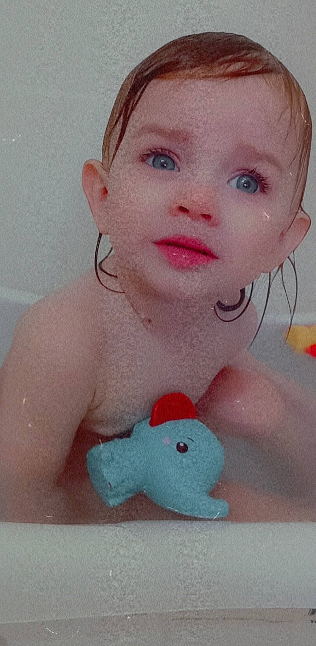 Jaylynn is registered to the contest to win money with this photo: baby, baby_bathing, baby_playing_with_toys, bath_toy, bathing, bathroom, bathtub, cheek, chest, ear, eyelash, fun, happy, lip, nose, person, pink, product, skin, toddler