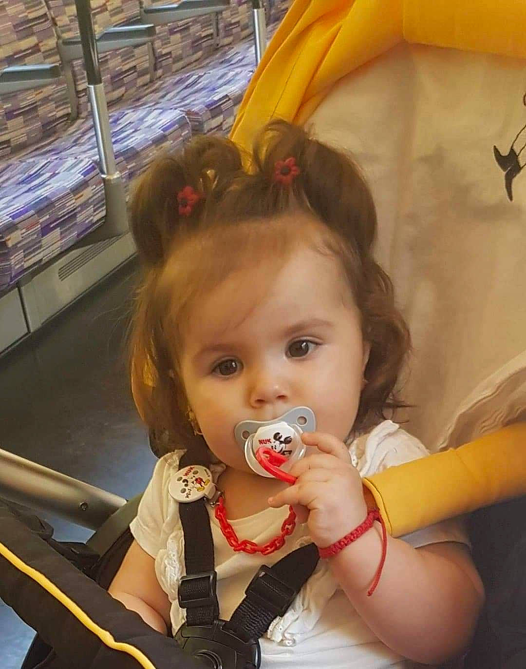 Annabella is registered to the contest to win money with this photo: baby, child, ear, eye, mouth, nose, person, toddler, yellow