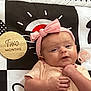 Jade joined the competition — help win amazing prizes! baby, baby_girl, baby_photo, black_and_white_mat, child, cute, face, hand, headwear, infant, infant_clothing, light_peach_clothing, lying_down, newborn, pacifier, pink_headband, portrait, soft_lighting, two_months, wooden_sign