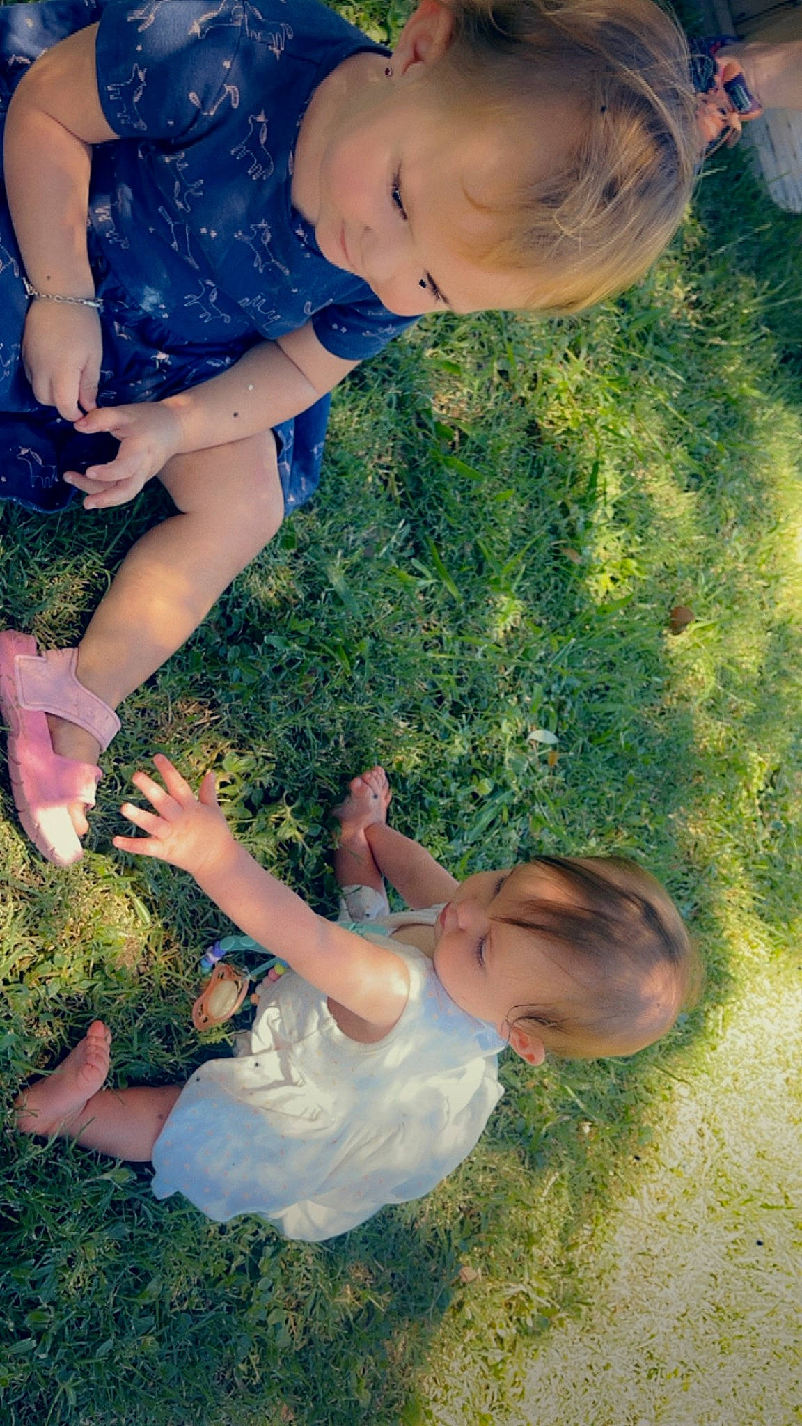 Portia is registered to the contest to win money with this photo: arm, beauty, blue, finger, fun, gesture, grass, green, hand, happy, joint, leg, leisure, people_in_nature, person, photograph, plant, summer, sunlight, toddler