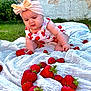 Guiliana participe au concours pour gagner de l'argent avec cette photo : baby, blanket, child, cute, food, fruit, garden, grass, greenery, headband, heart_shape, nature, outdoor, playful, red, sitting, strawberries, summer, wall, white
