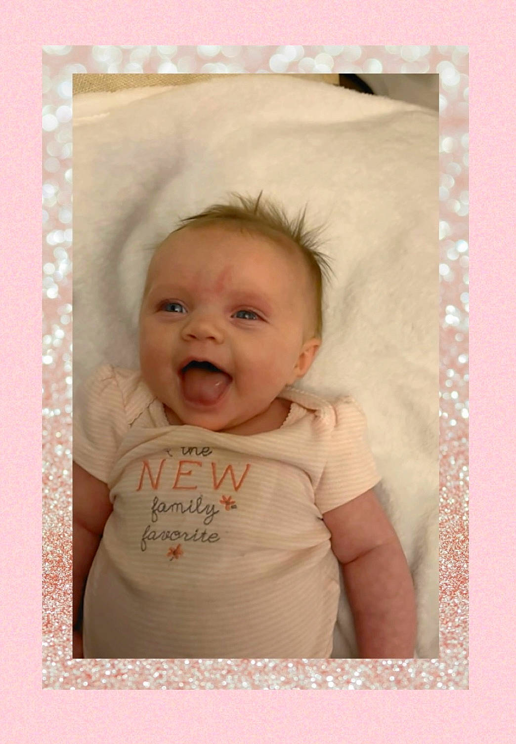 Rhaelynn is registered to the contest to win money with this photo: baby, baby_products, baby_toddler_clothing, cheek, child, eyelash, happy, magenta, paper_product, pattern, peach, person, picture_frame, pink, portrait_photography, rectangle, room, sleeve, smile, t_shirt