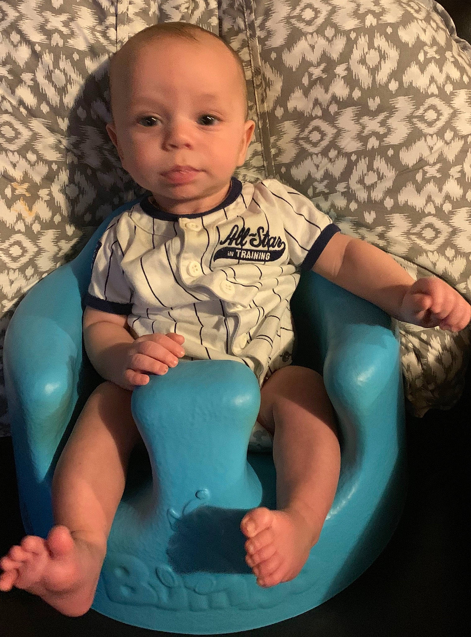 Xander joined the competition — help win amazing prizes! arm, baby, child, comfort, leg, person, sitting, teal, toddler, turquoise