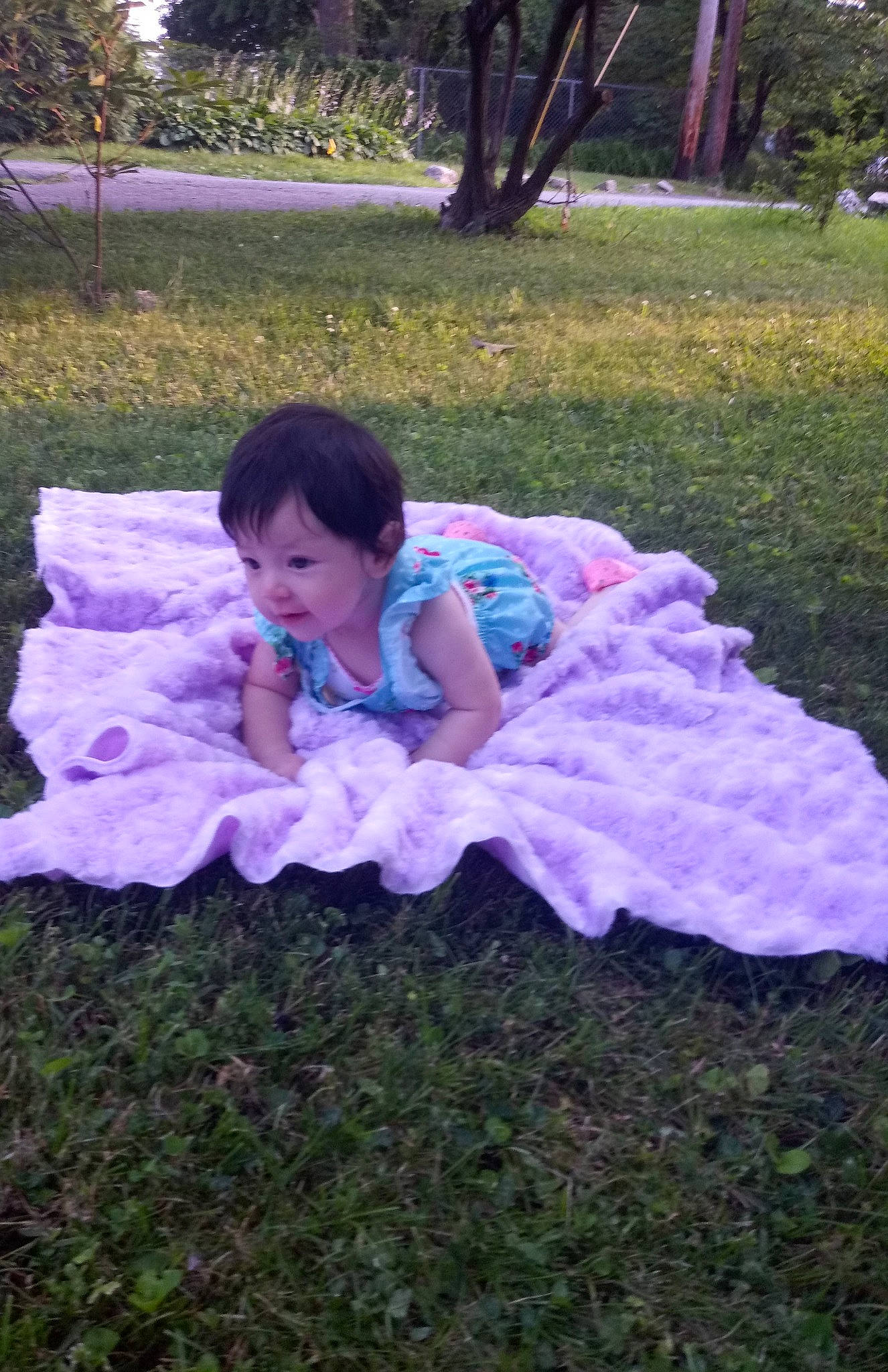 Aileen joined the competition — help win amazing prizes! child, dress, grass, lawn, leaf, person, pink, play, purple, yard