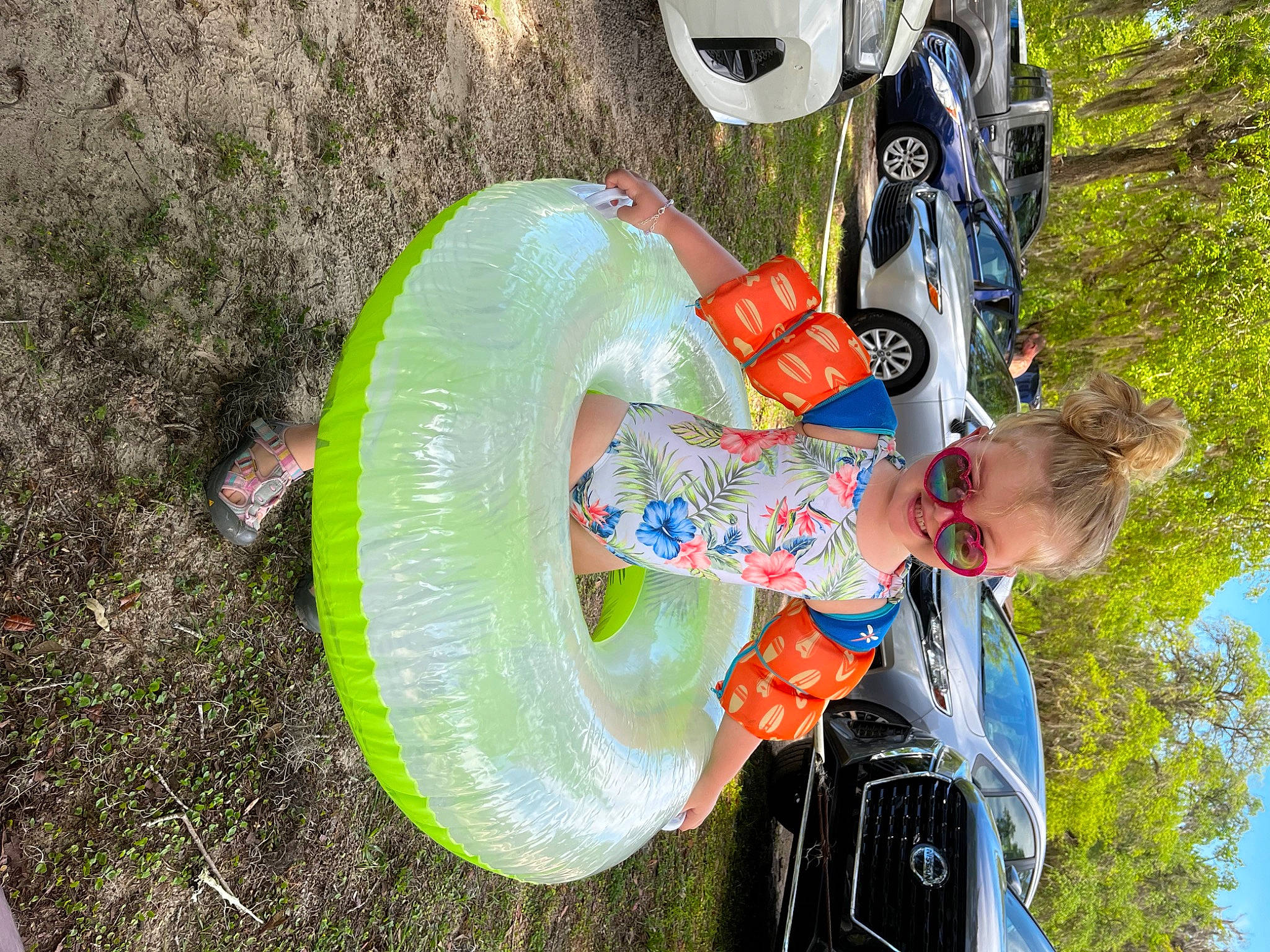 Sofia joined the competition — help win amazing prizes! auto_part, automotive_tire, automotive_wheel_system, car, child, fun, grass, joy, leisure, nature, people_in_nature, person, plant, recreation, soil, sunglasses, tire, toddler, toy, tree