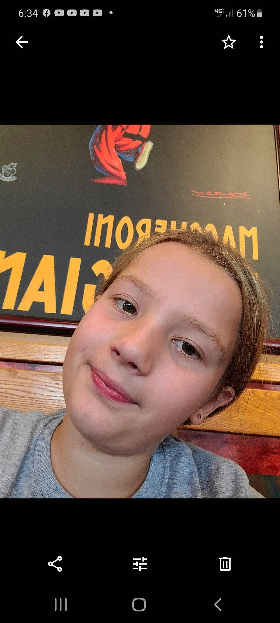 Maybelle is registered to the contest to win money with this photo: cheek, child, chin, cool, ear, eyebrow, face, facial_expression, forehead, fun, hair, head, jaw, joy, lip, mouth, nose, person, photo_caption, photography