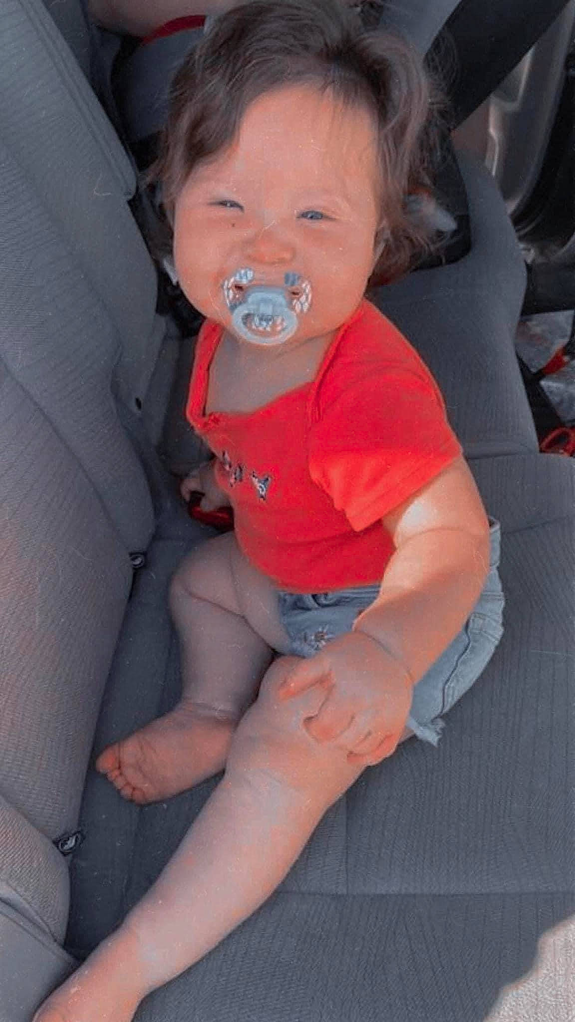 Gianna joined the competition — help win amazing prizes! auto_part, baby, baby_carriage, baby_products, baby_toddler_clothing, car_seat, chair, cheek, child, comfort, electric_blue, finger, human_leg, knee, lap, person, seat_belt, sitting, thigh, toddler