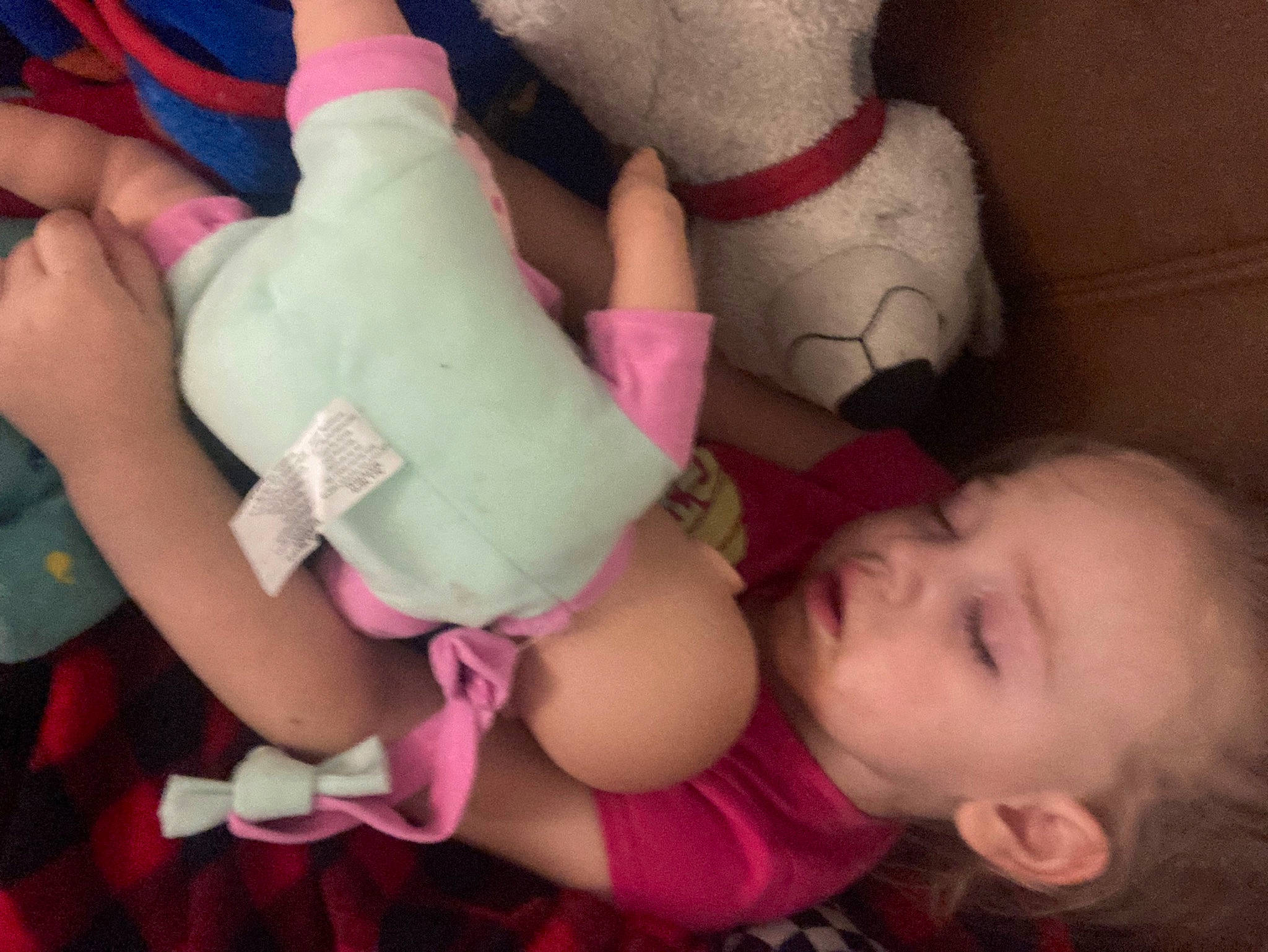 Athena is registered to the contest to win money with this photo: baby, baby_toddler_clothing, cheek, child, comfort, finger, gesture, hand, human_leg, nail, person, pink, skin, teddy_bear, textile, thigh, thumb, toddler, toy, trunk