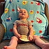 Grayson joined the competition — help win amazing prizes! armchair, baby, bare_feet, blanket, cardinals, child, cozy, fish_pattern, furniture, happy, home, indoors, infant, photography, plush_blanket, portrait, shirt, sitting, smiling, wooden_plaque