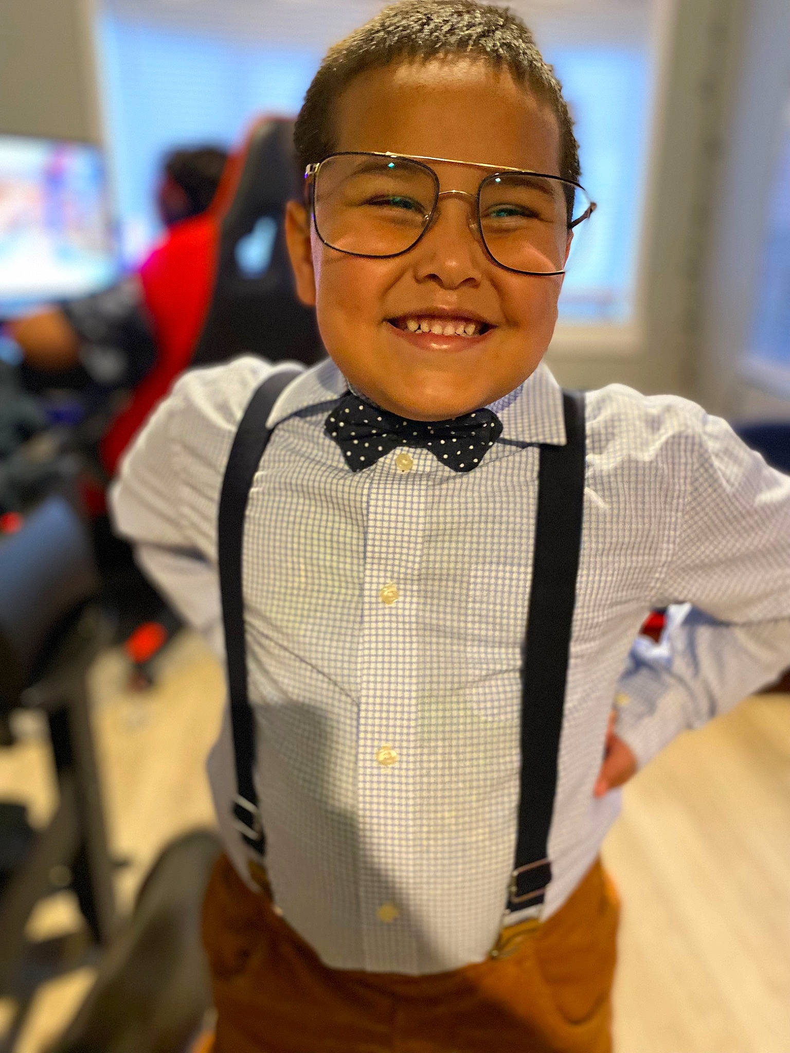Landon joined the competition — help win amazing prizes! action_figure, bow_tie, child, collar, doll, dress_shirt, event, eyewear, fashion_accessory, fashion_design, figurine, formal_wear, happy, joy, person, room, sleeve, smile, tie, toy