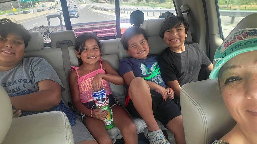 Landon joined the competition — help win amazing prizes! car, community, finger, fun, happy, joy, leisure, mammal, mode_of_transport, motor_vehicle, person, shorts, skin, smile, social_group, summer, t_shirt, thigh, travel, vehicle